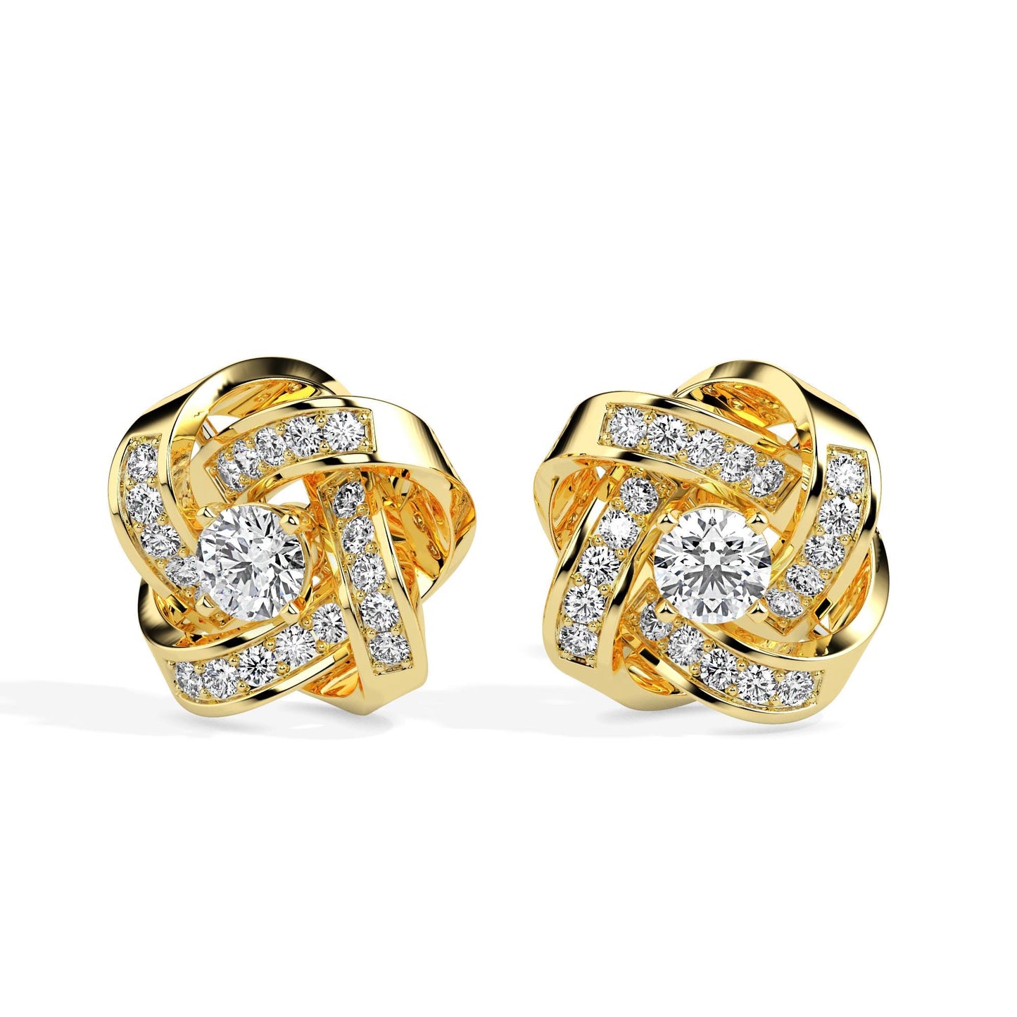 Radiant Love Knot Diamond Stud Earrings