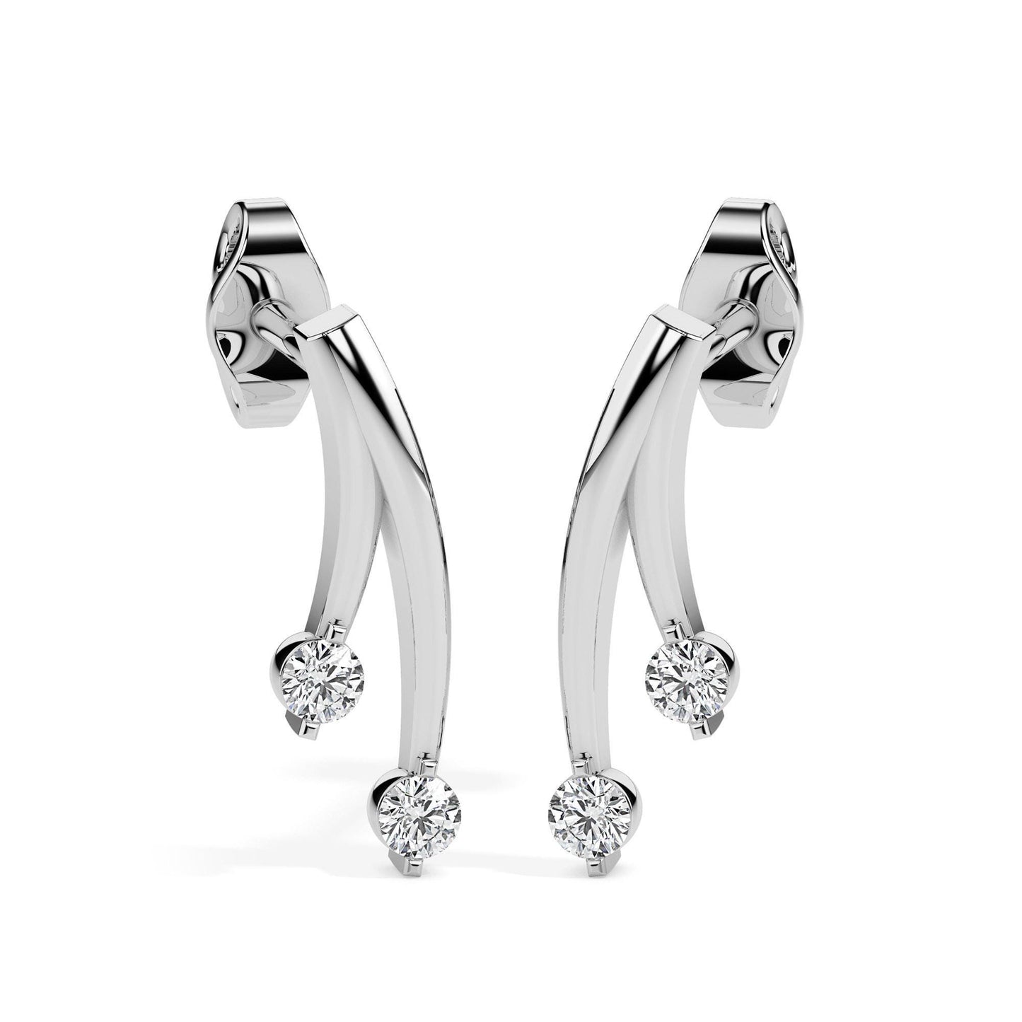 Diamond Modern Drop Earrings