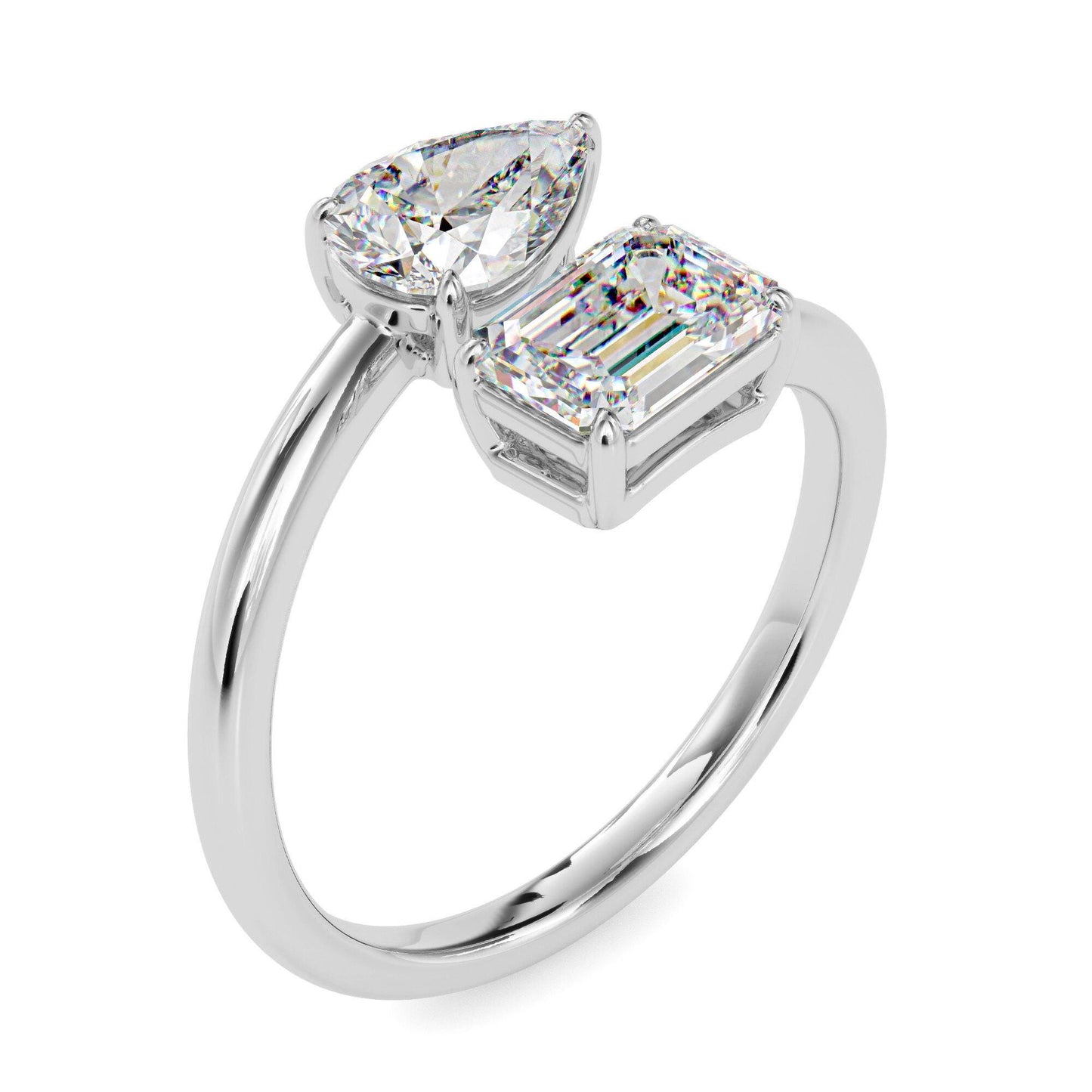 Pear and Emerald Cut Toi et Moi Ring