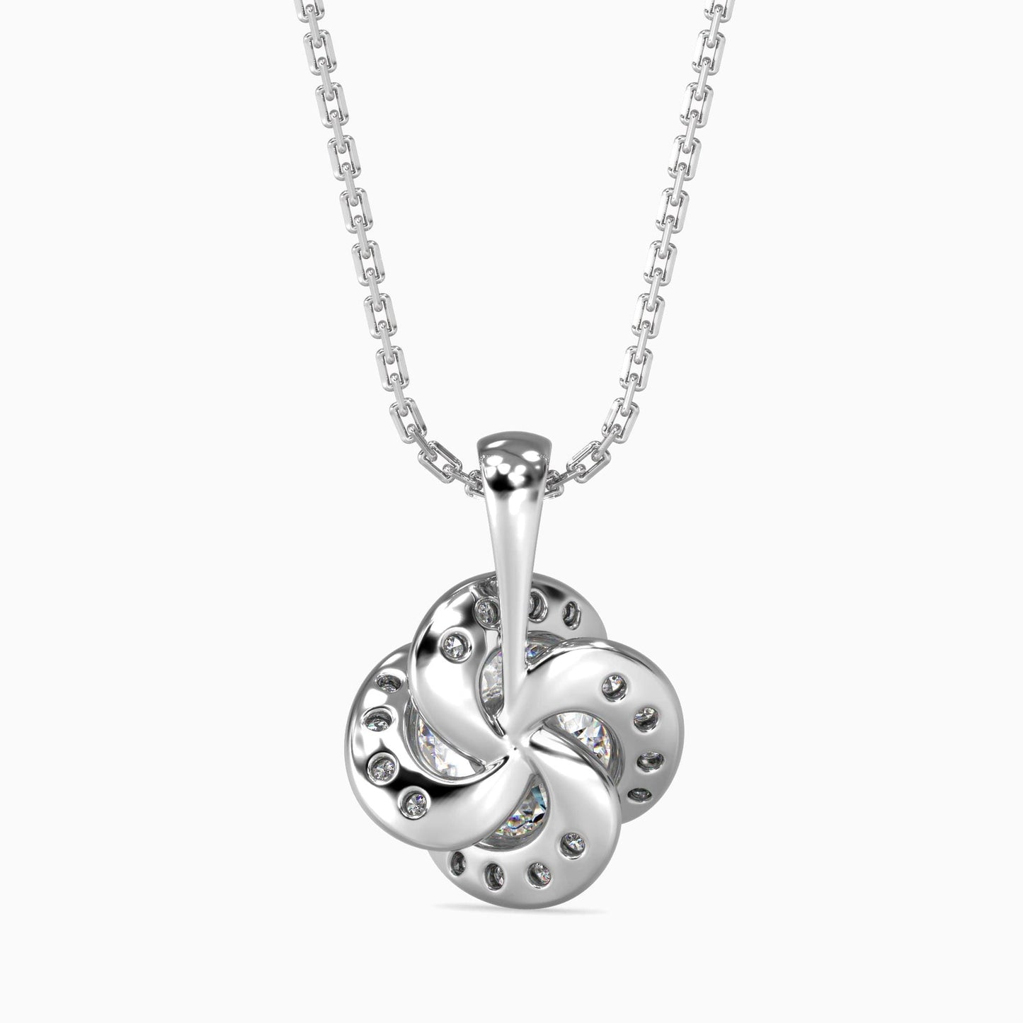 Diamond Flower Halo Pendant Necklace