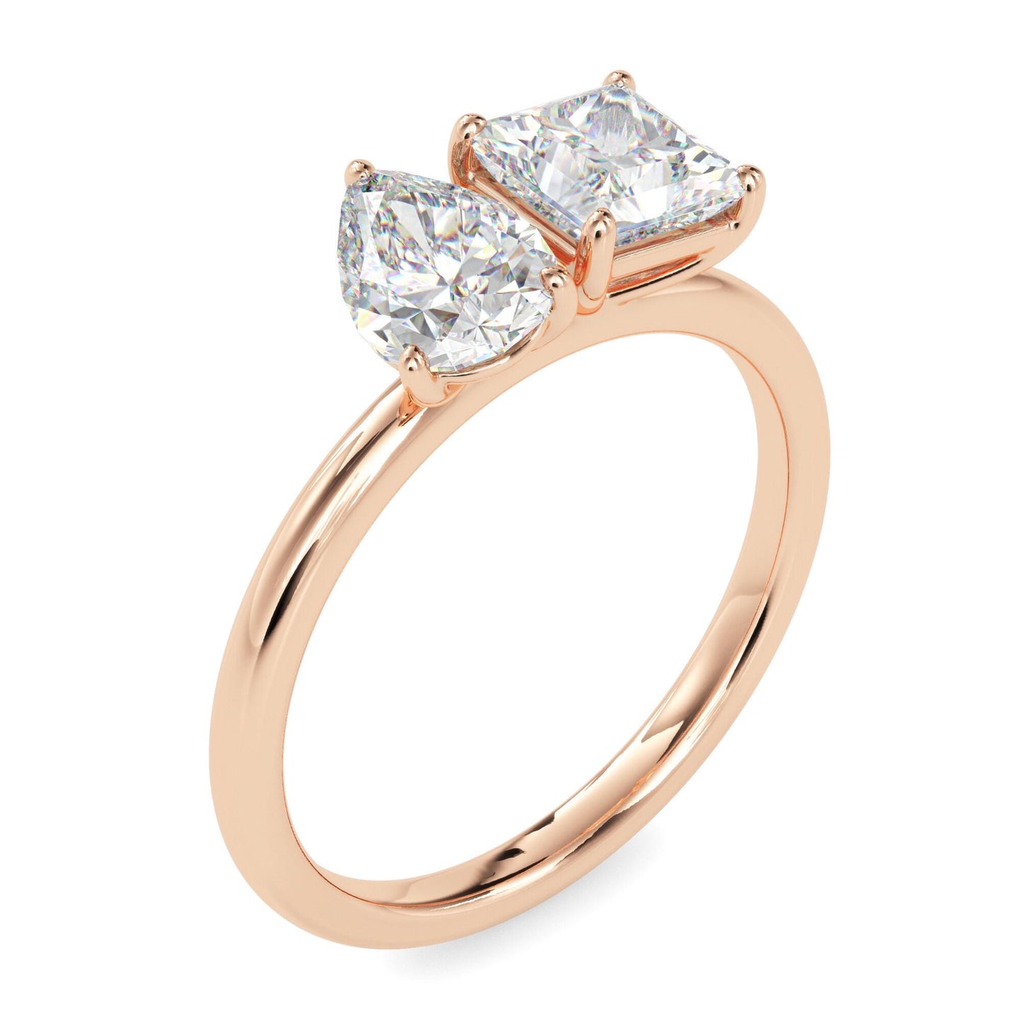 Pear and Princess Cut Toi et Moi Ring