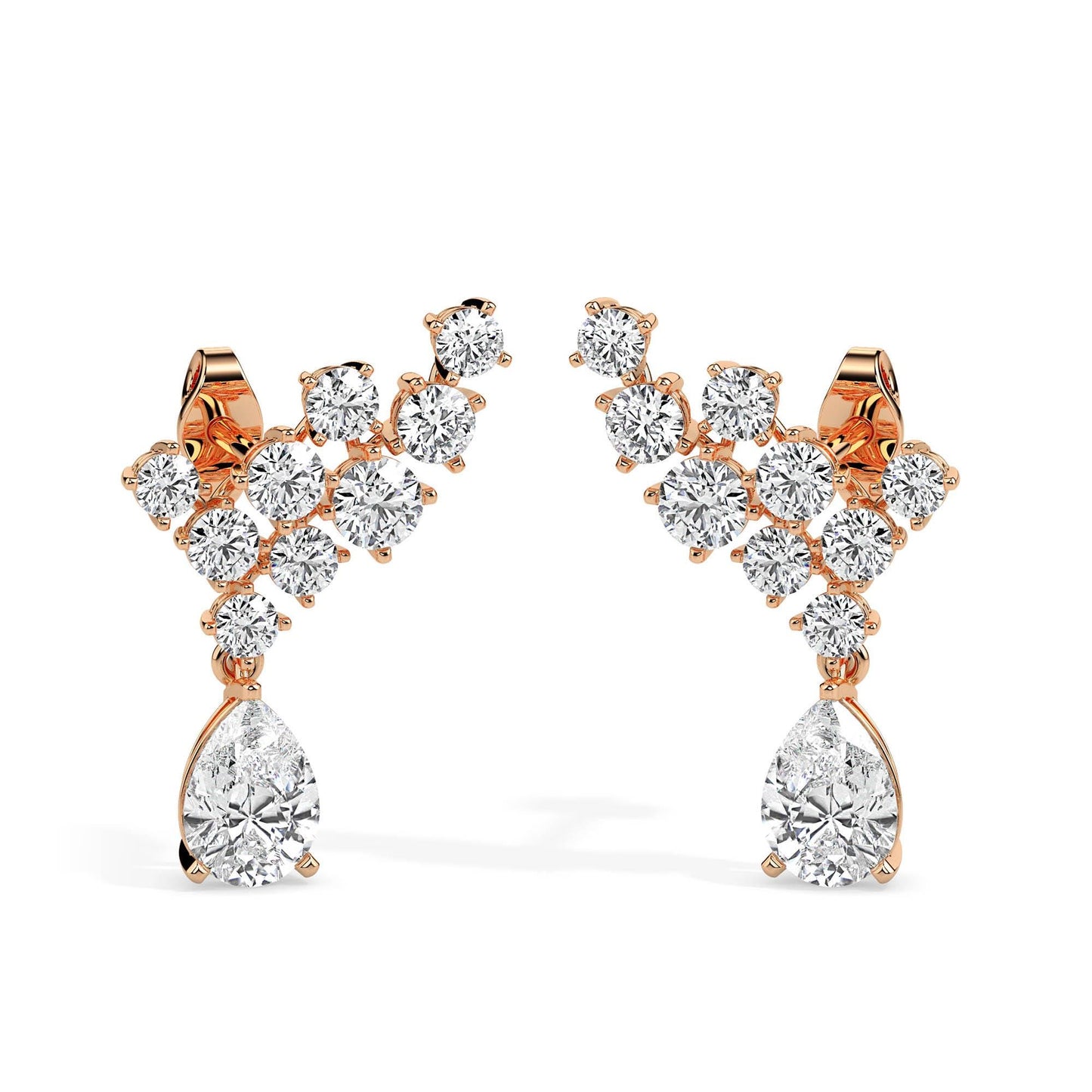 Teardrop Cluster Diamond Earrings