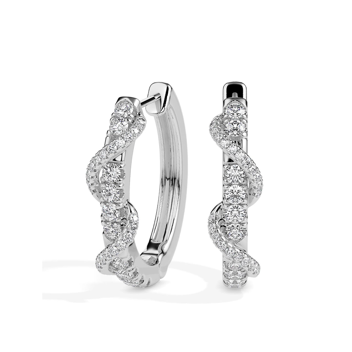 Diamond Twist Hoop Earrings in Elegant Spiral Design