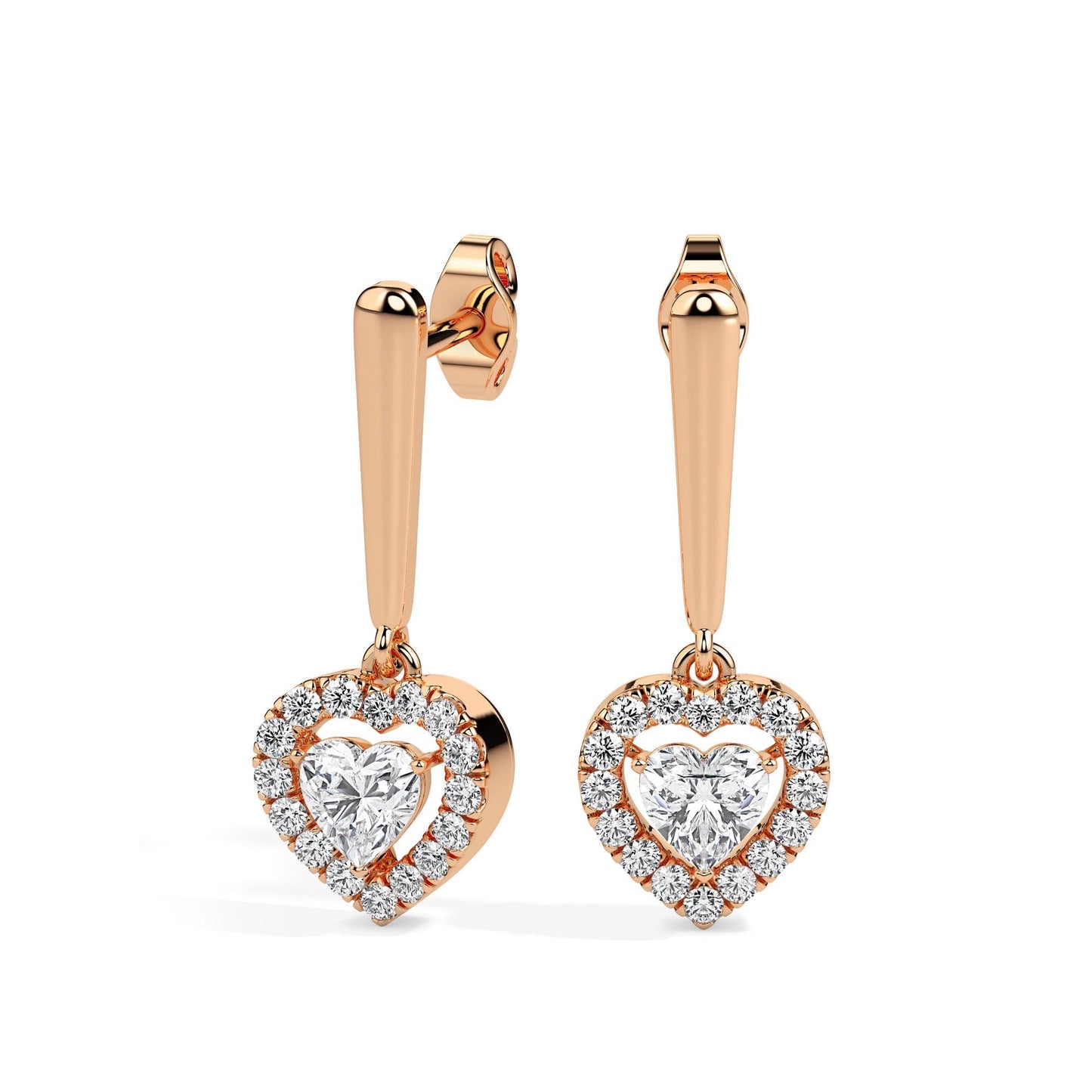 Heart Shaped Diamond Drop Earrings