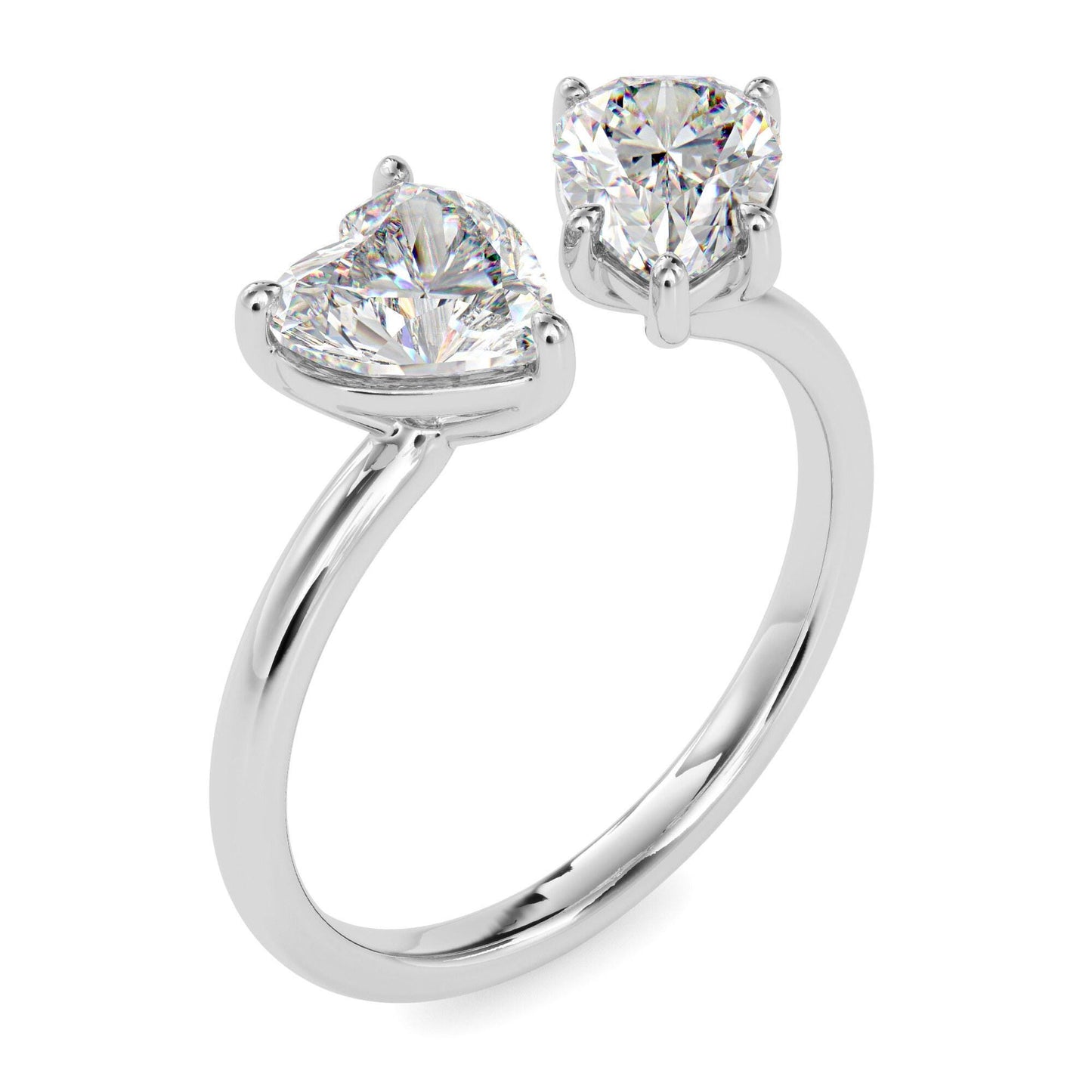 Heart and Pear Cut Toi et Moi Ring