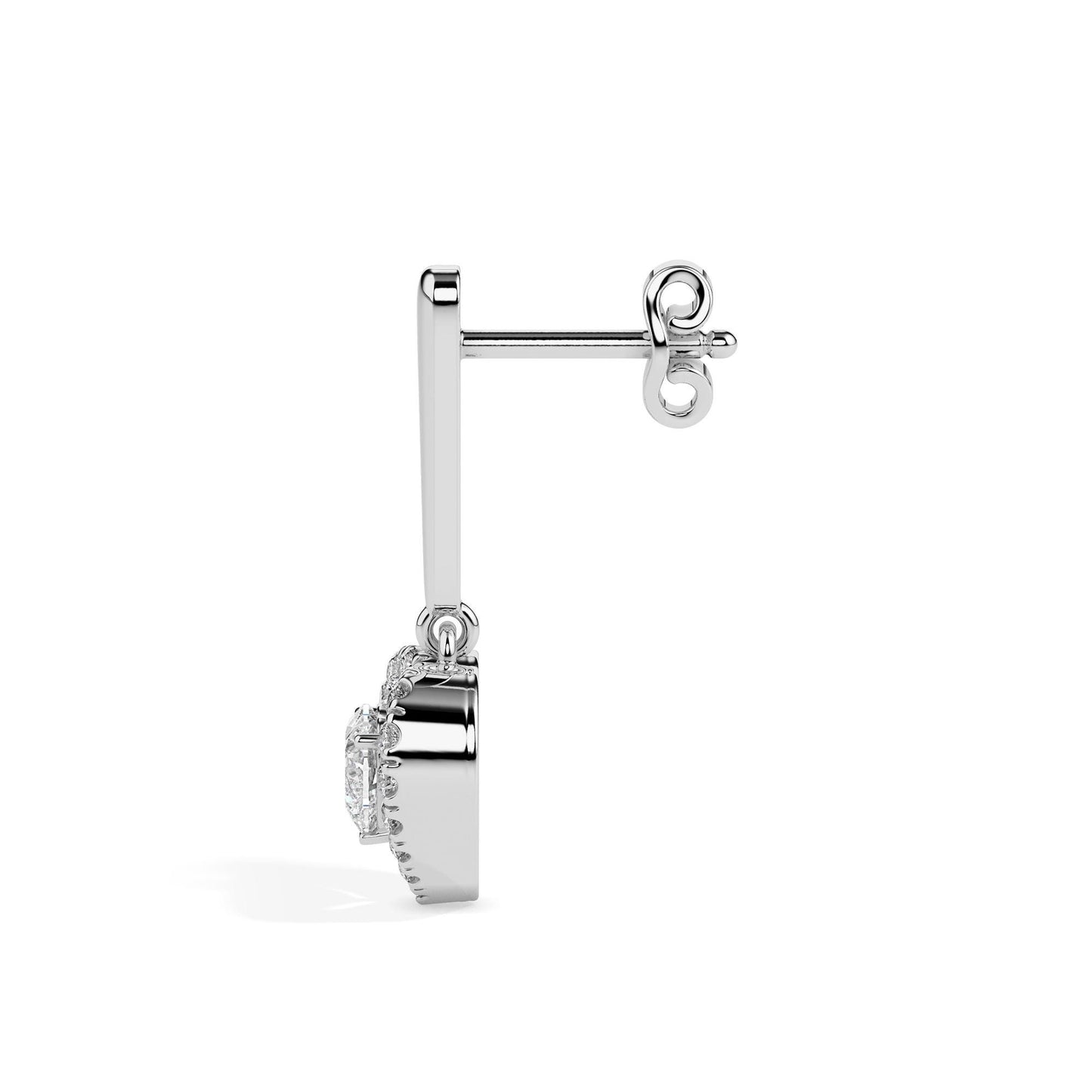 Heart Shaped Diamond Drop Earrings