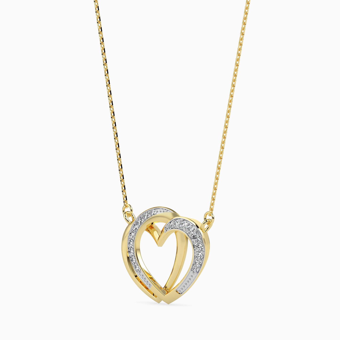 Interlocking Hearts Diamond Pendant Necklace