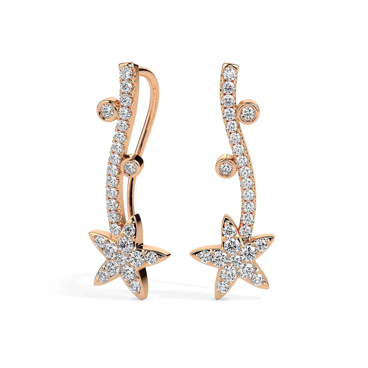 Shooting Star Diamond Climber Earrings