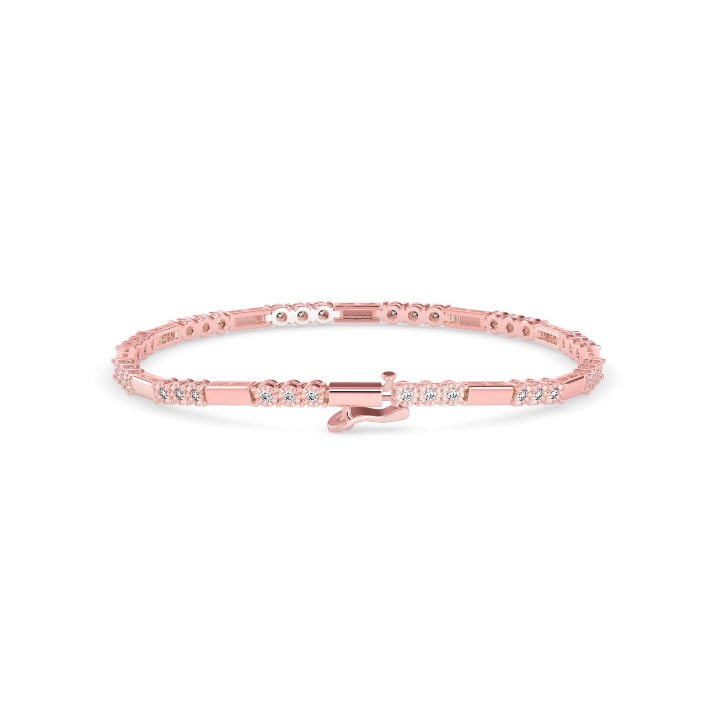 Diamond Tennis Bracelet Three Stone Rowed