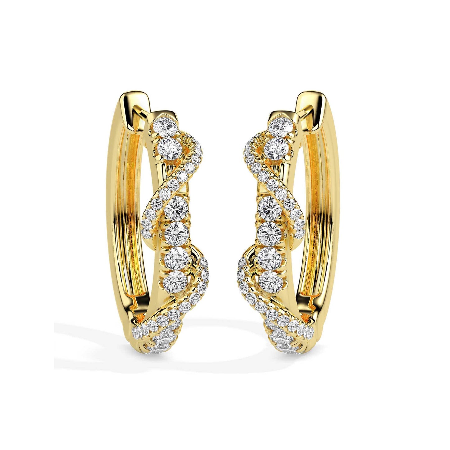 Diamond Twist Hoop Earrings in Elegant Spiral Design