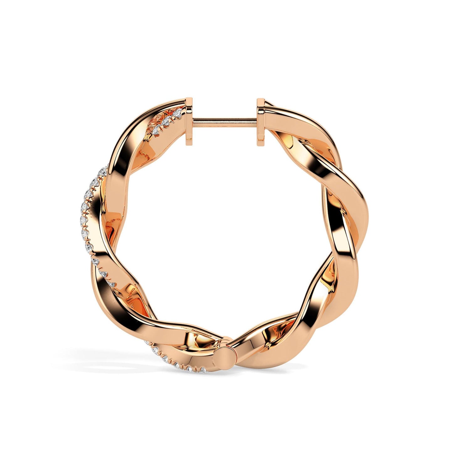 Braided Diamond Hoop Earrings