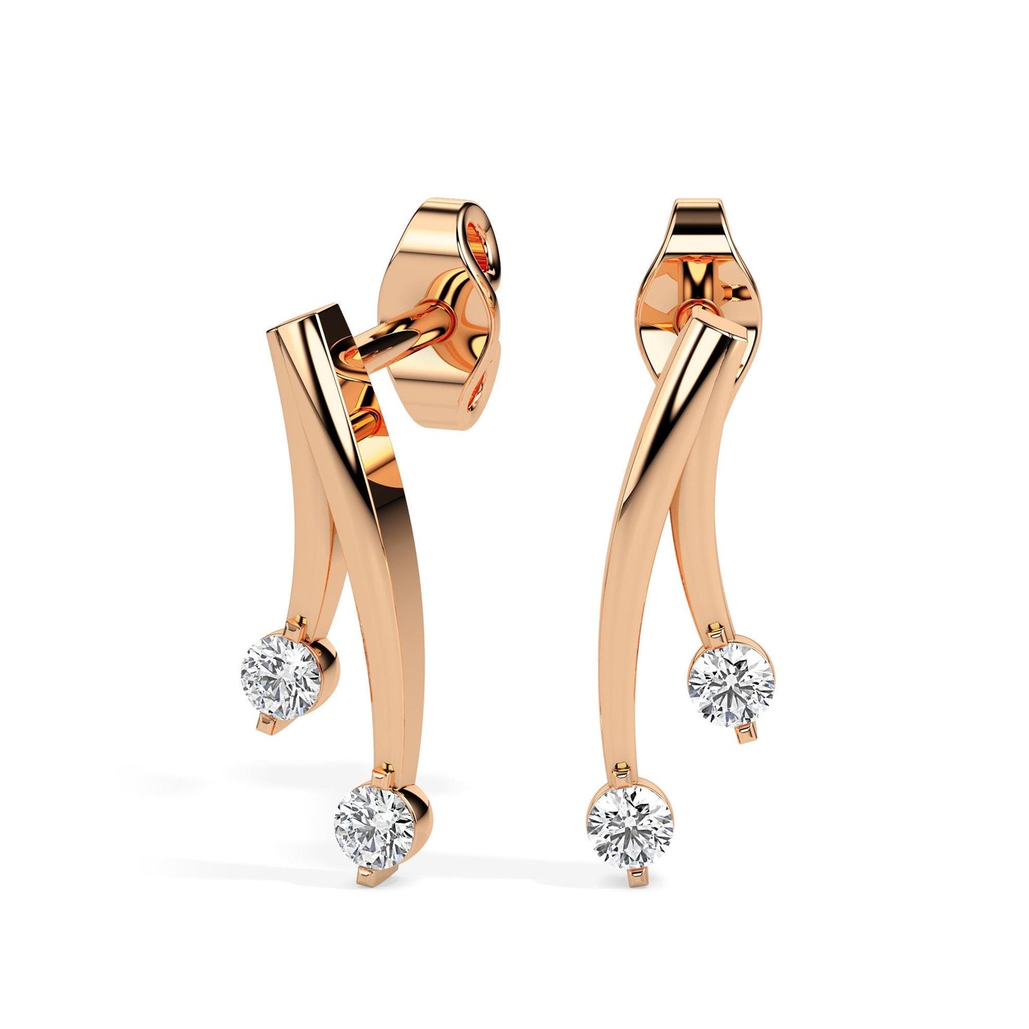 Diamond Modern Drop Earrings
