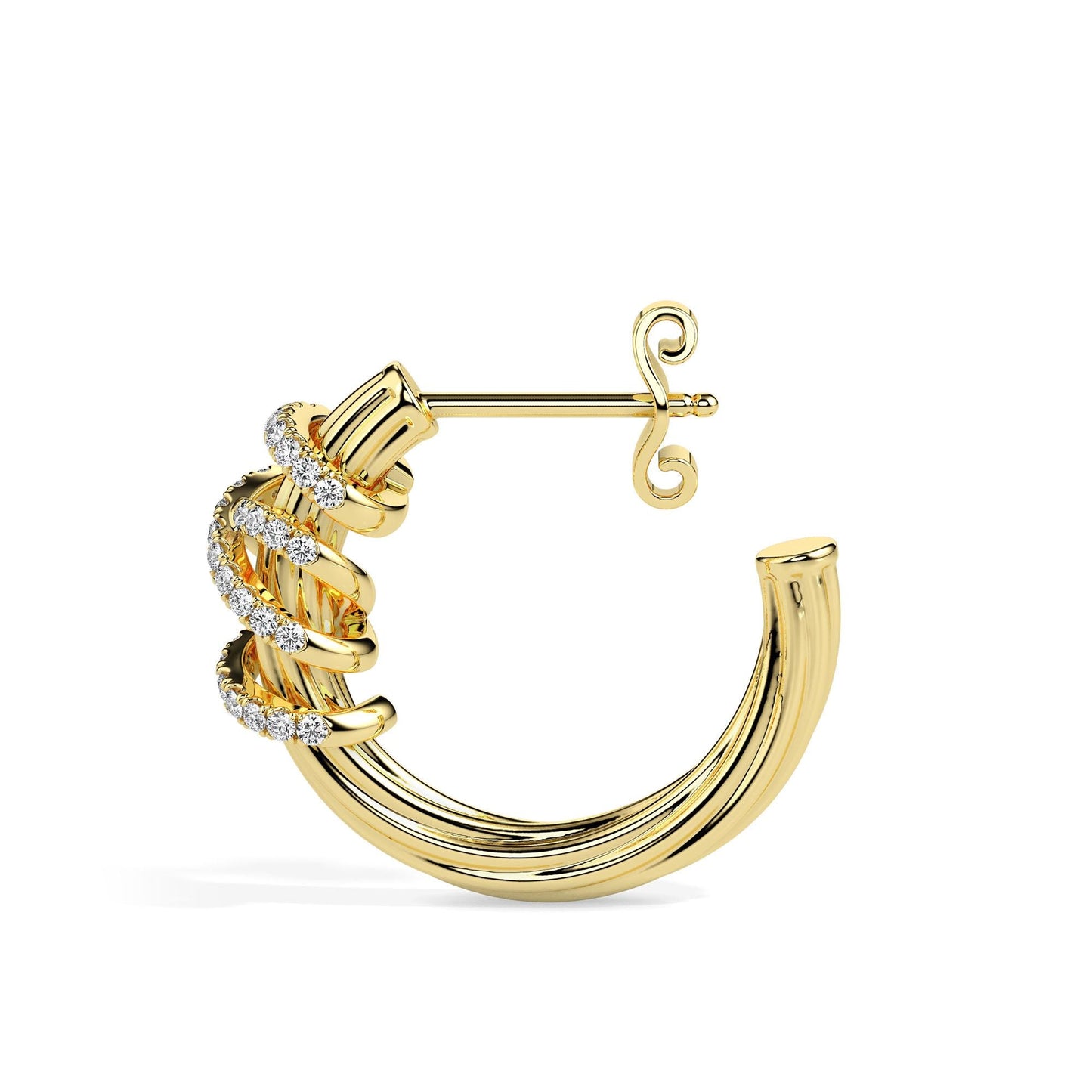 Twist Embrace Diamond Hoop Earrings