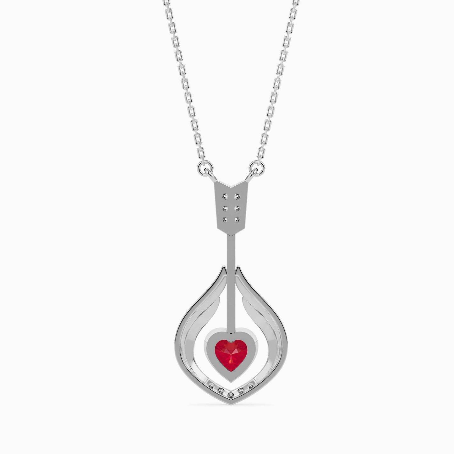 Elegant Heart Flame Pendant with Ruby Center and Diamond Accents
