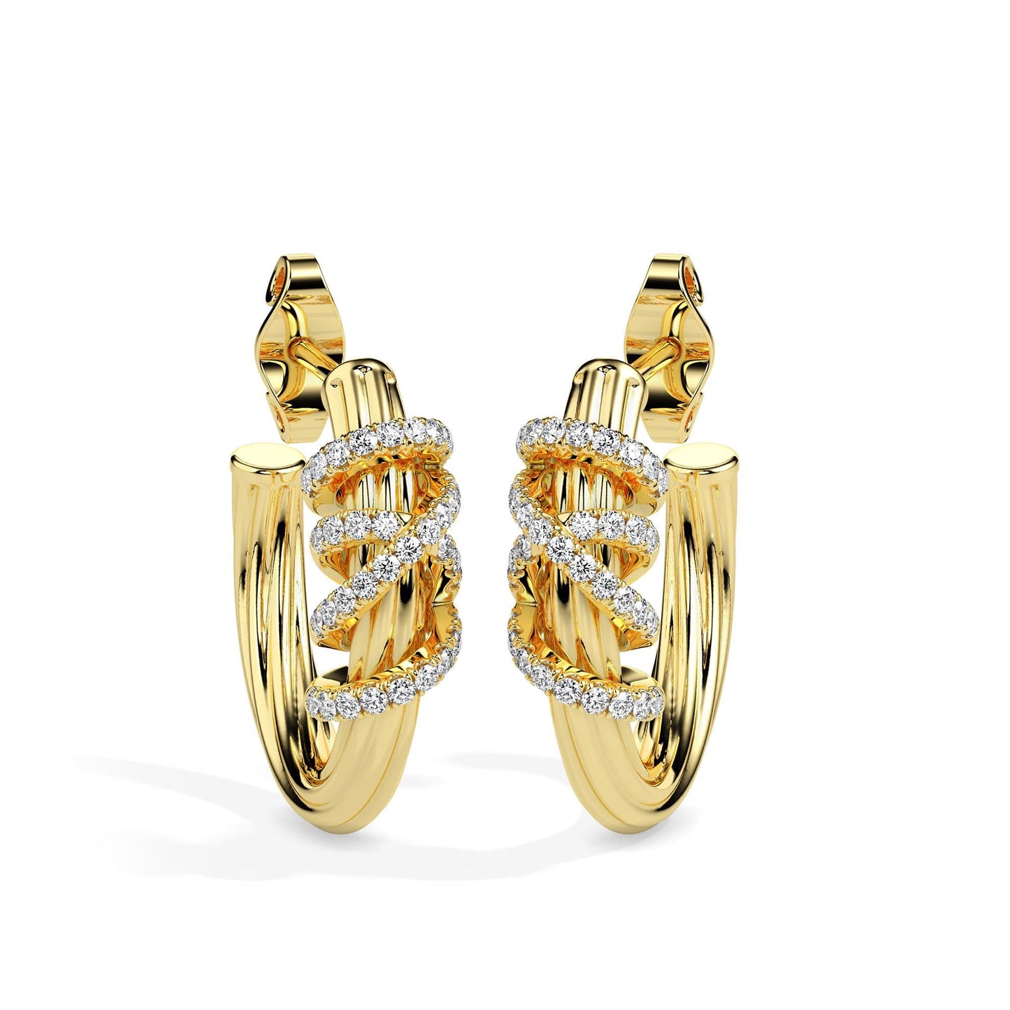 Twist Embrace Diamond Hoop Earrings