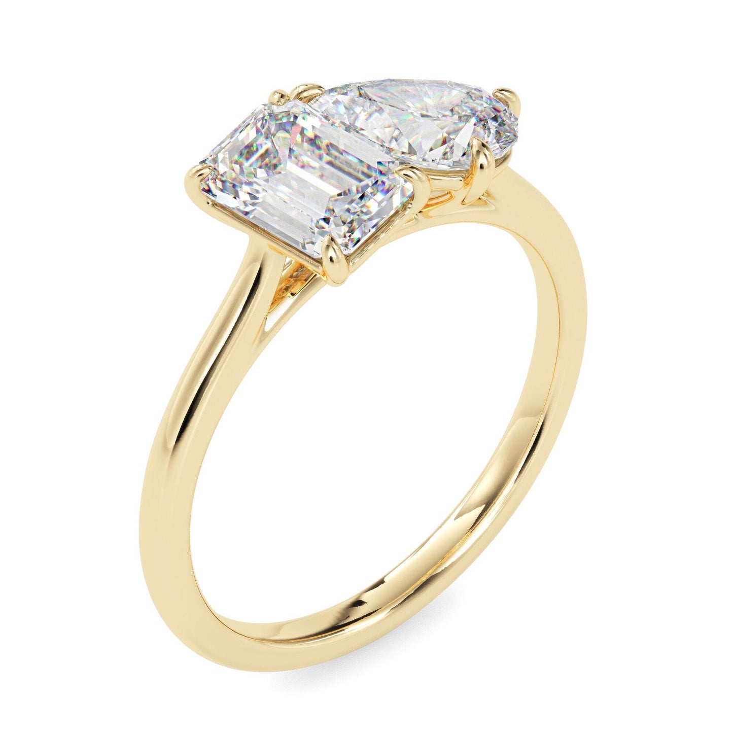 Emerald & Pear Cut Toi et Moi Ring