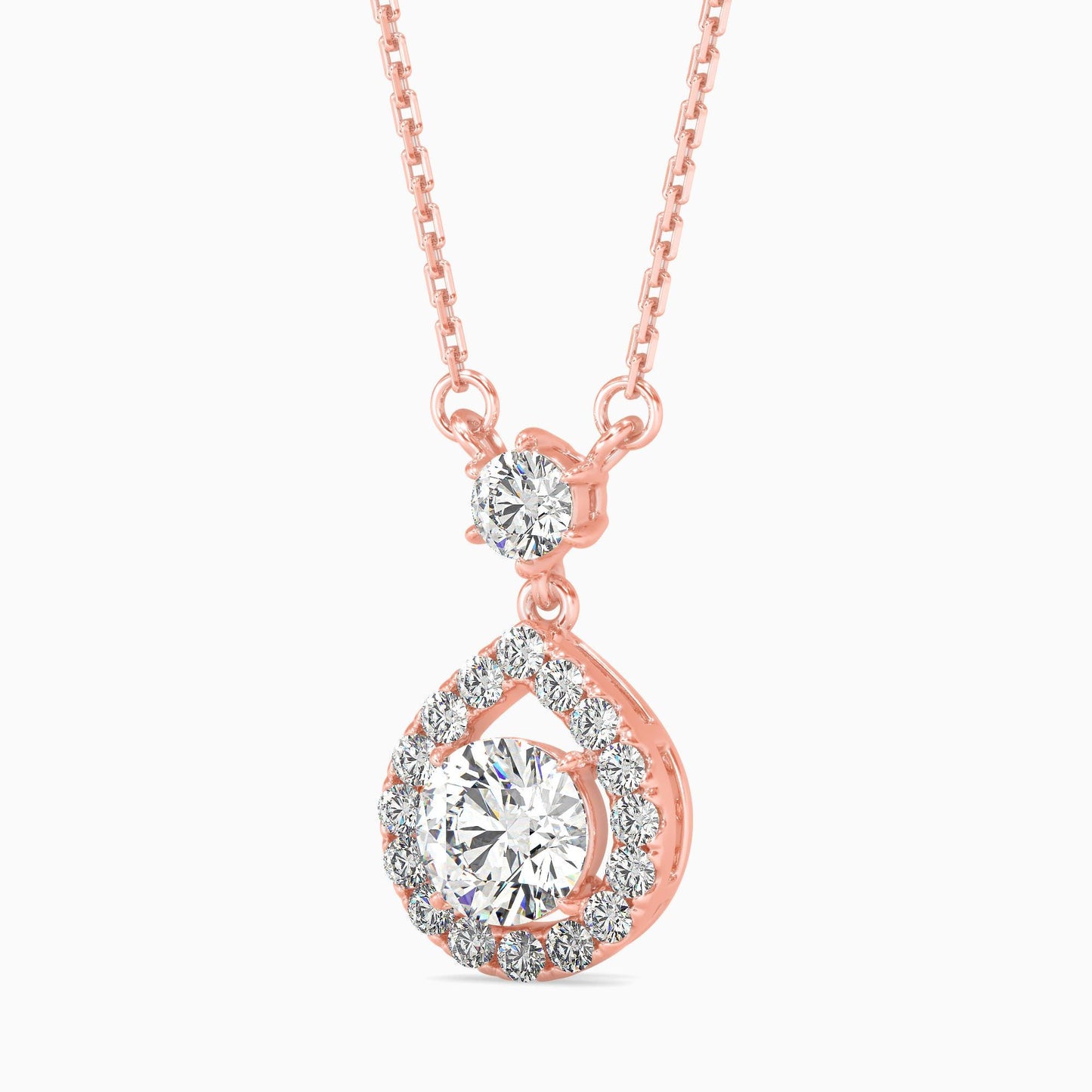 Teardrop Halo Diamond Pendant Necklace