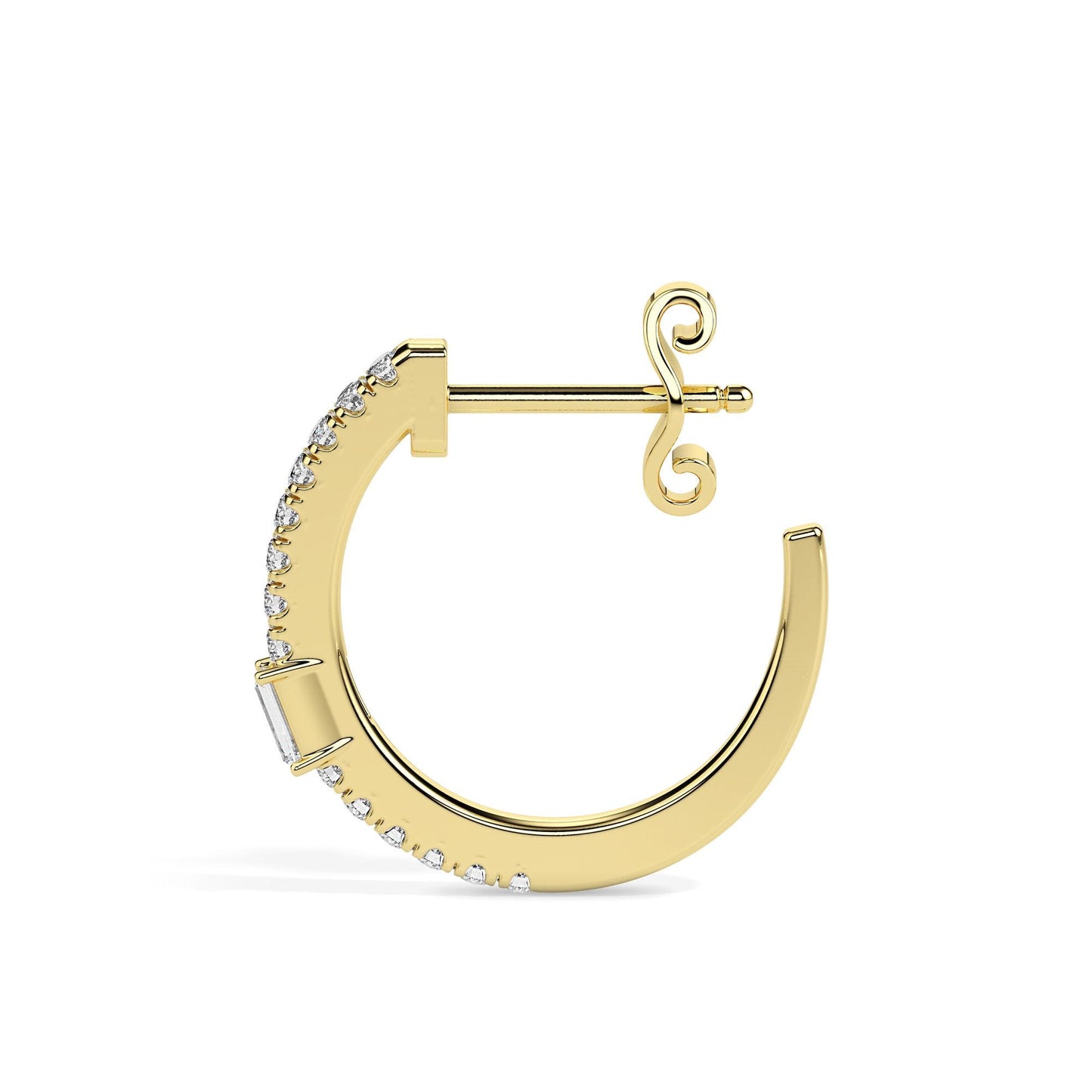 Baguette & Round Diamond Hoop Earrings