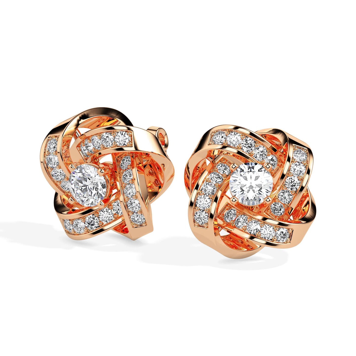 Radiant Love Knot Diamond Stud Earrings