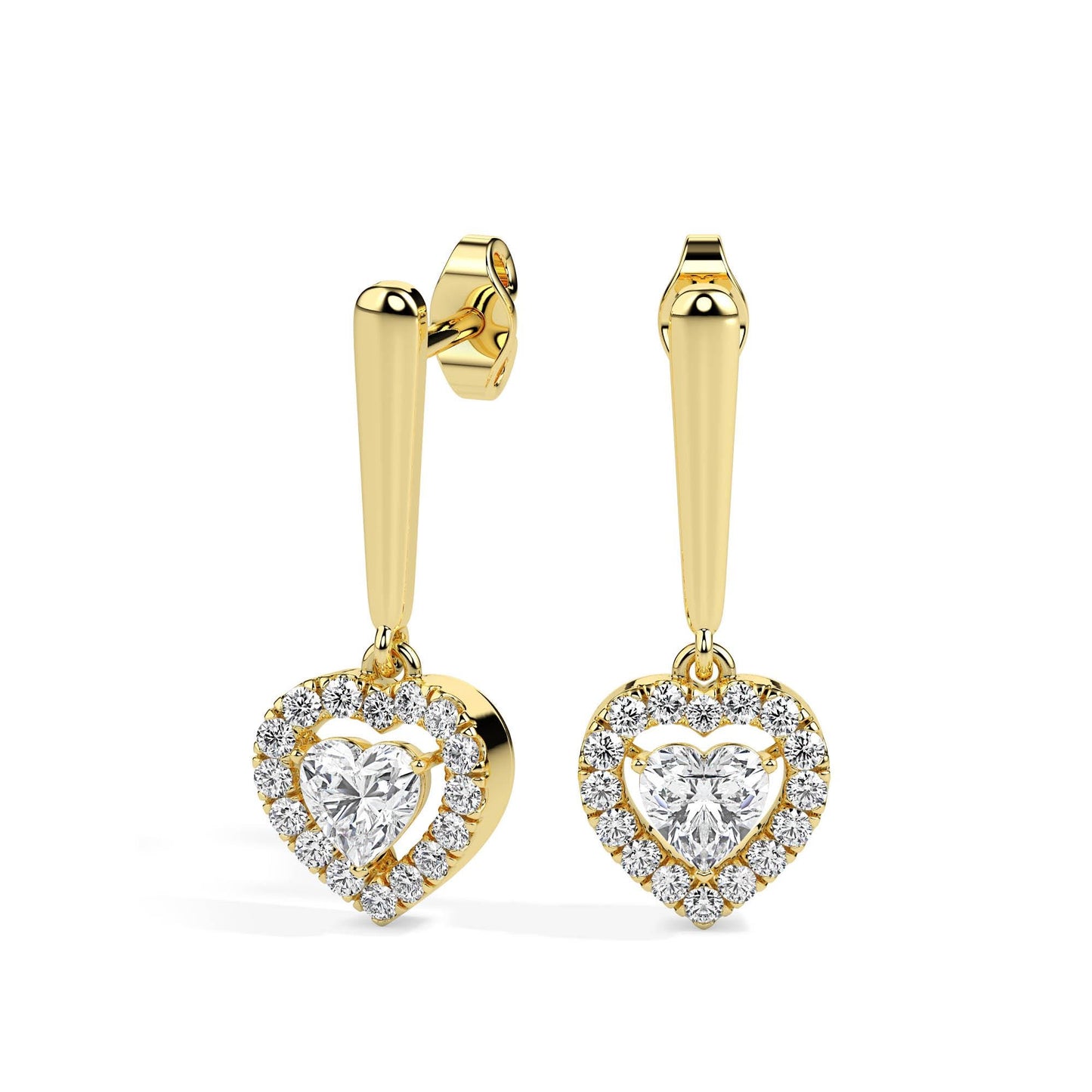 Heart Shaped Diamond Drop Earrings