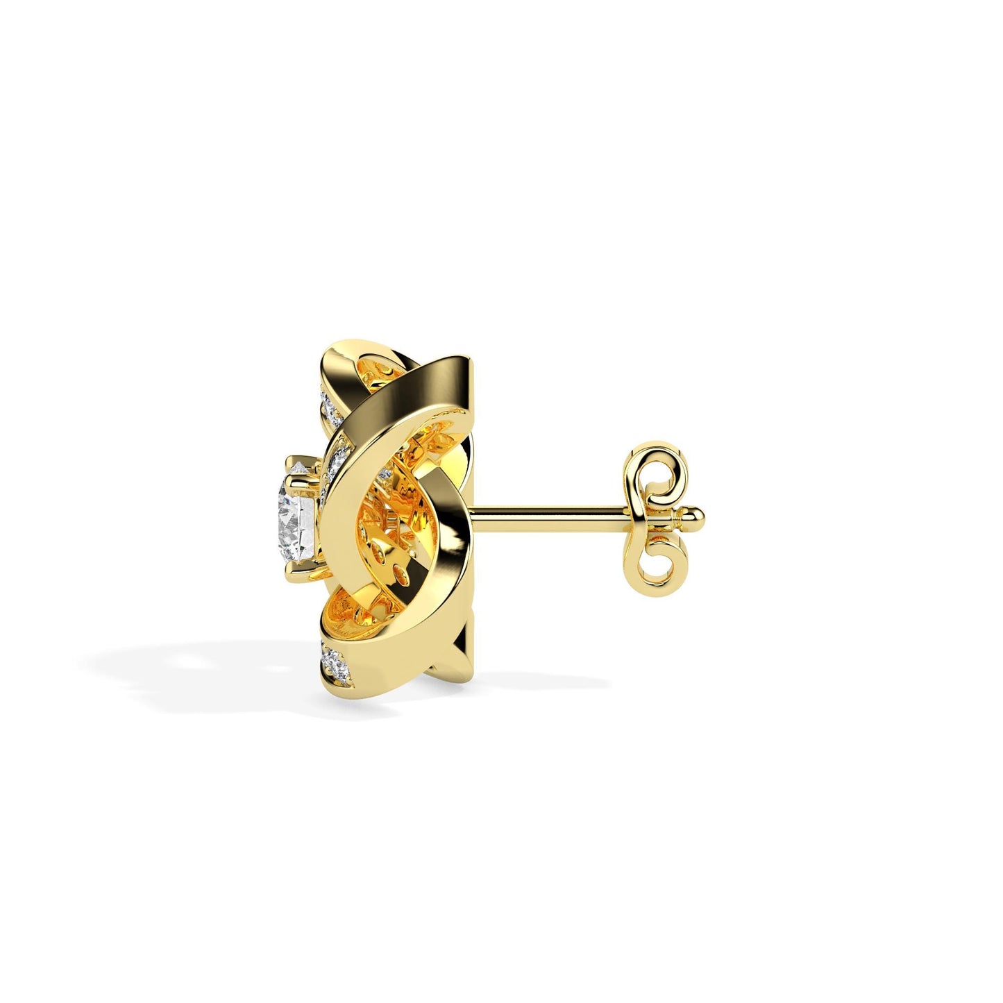 Radiant Love Knot Diamond Stud Earrings
