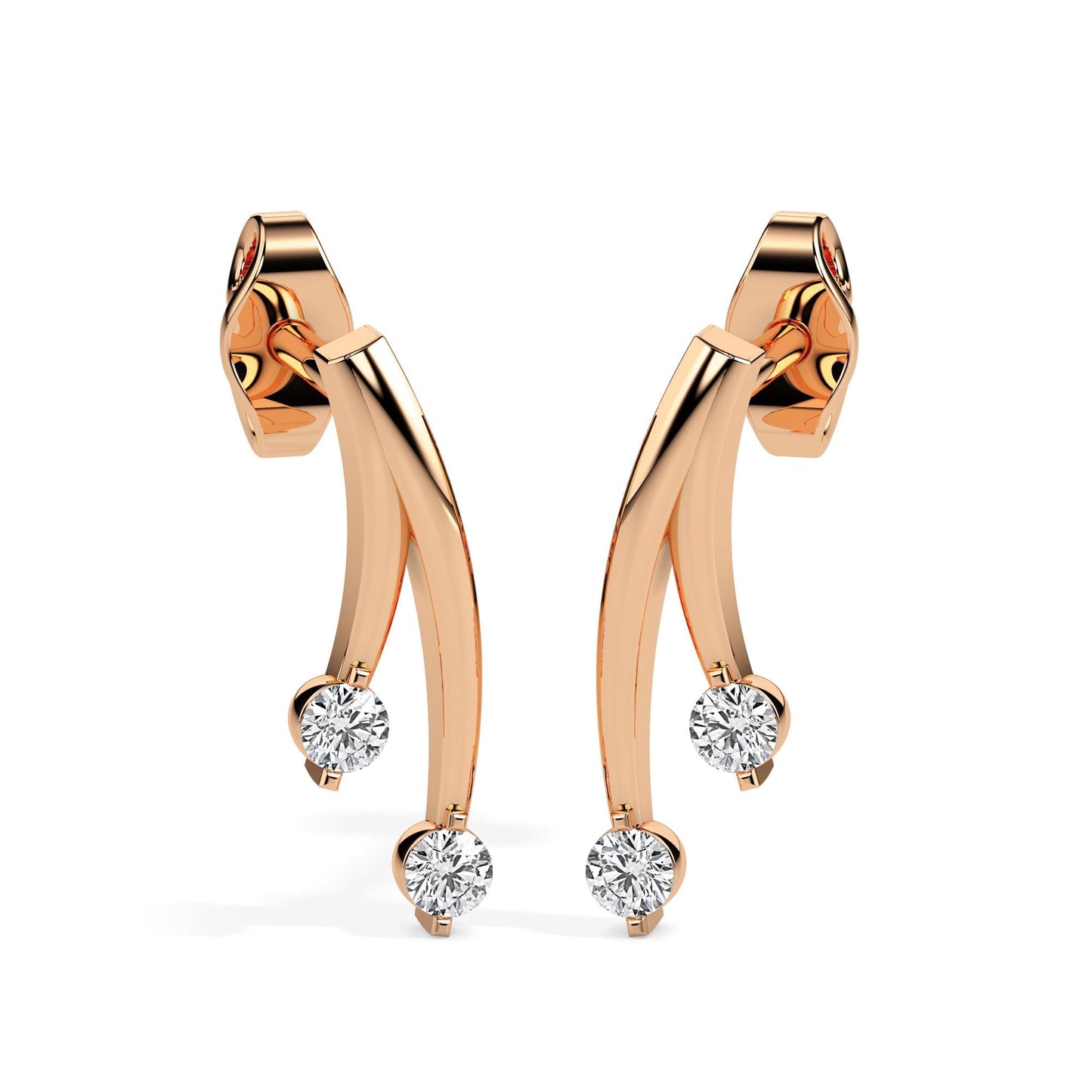 Diamond Modern Drop Earrings