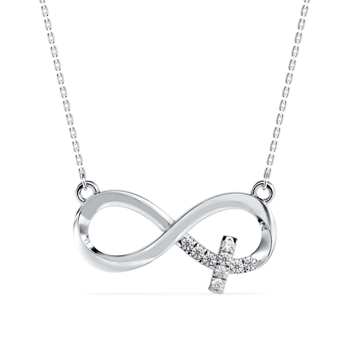 Infinity Cross Diamond Pendant Necklace