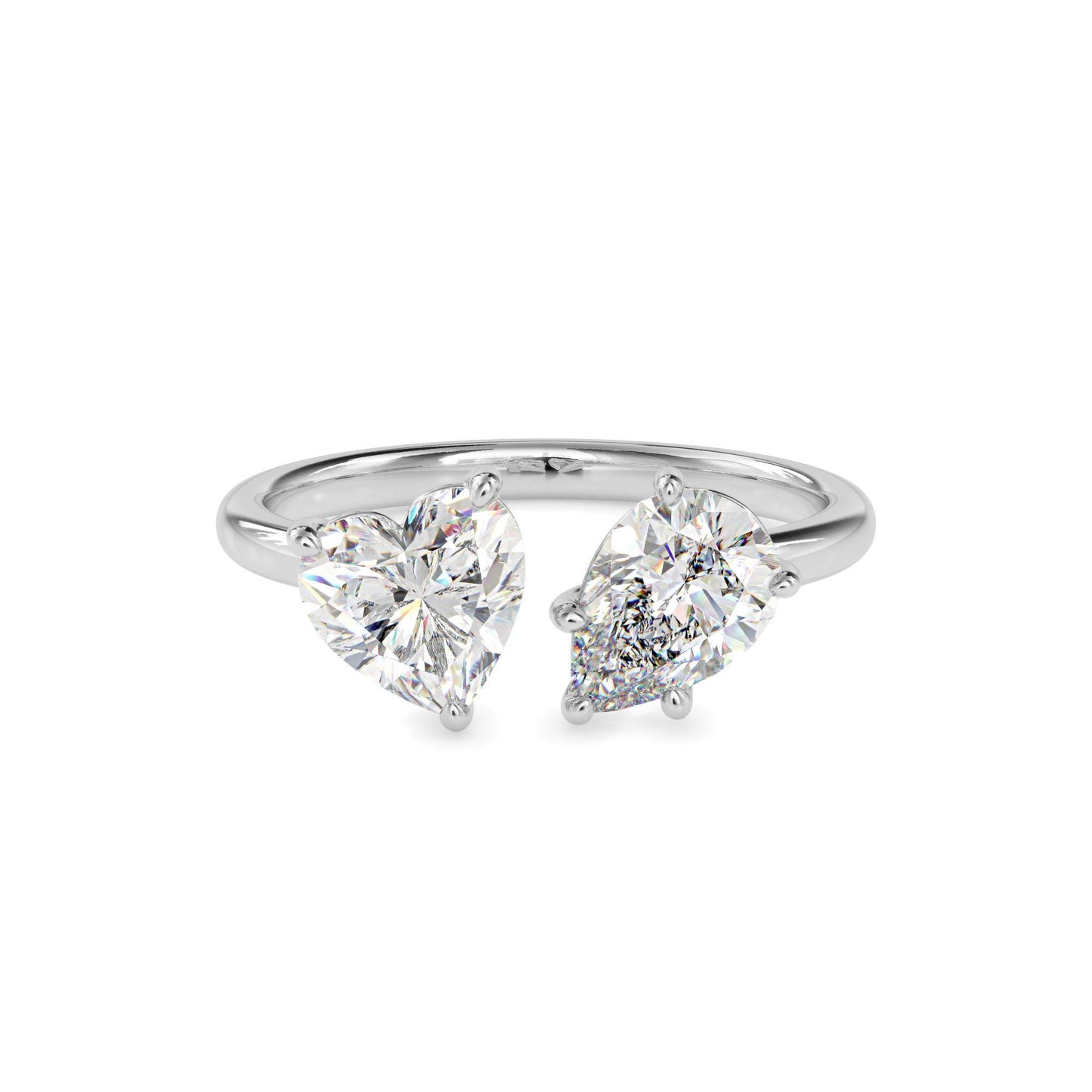 Heart and Pear Cut Toi et Moi Ring