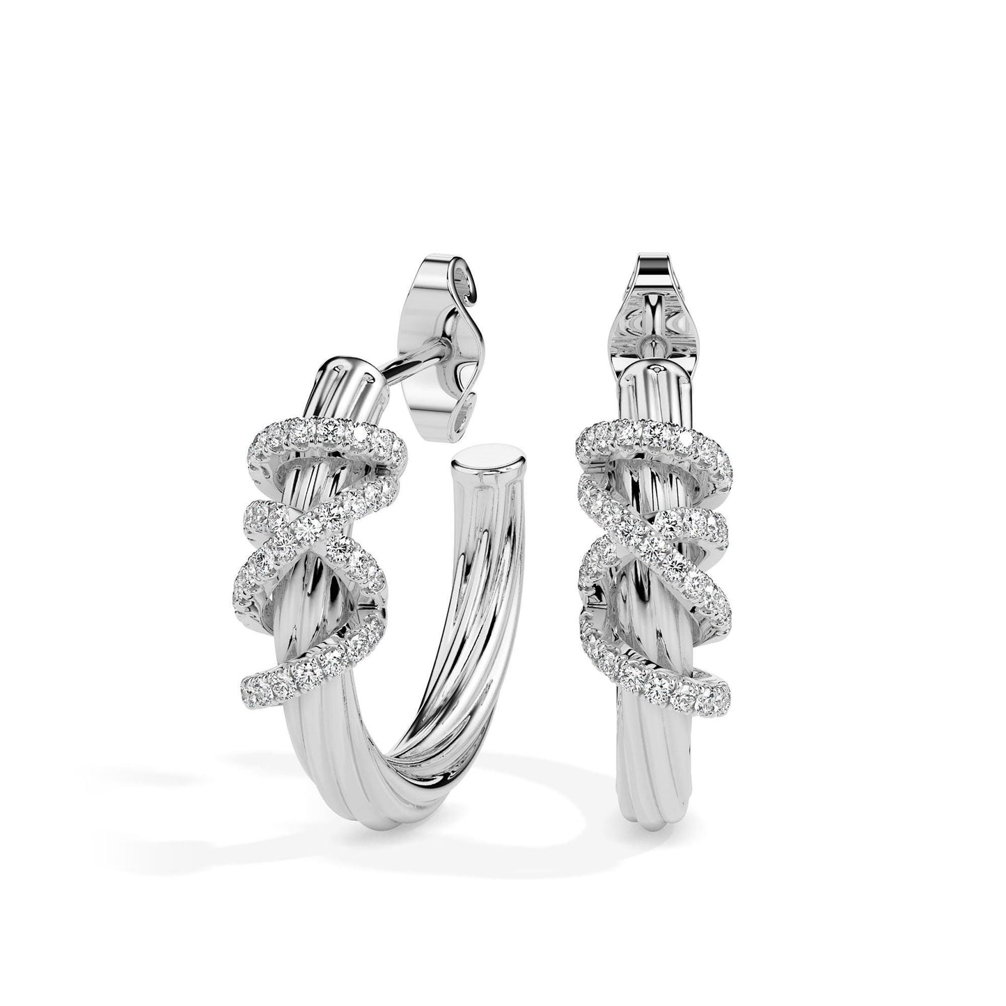 Twist Embrace Diamond Hoop Earrings