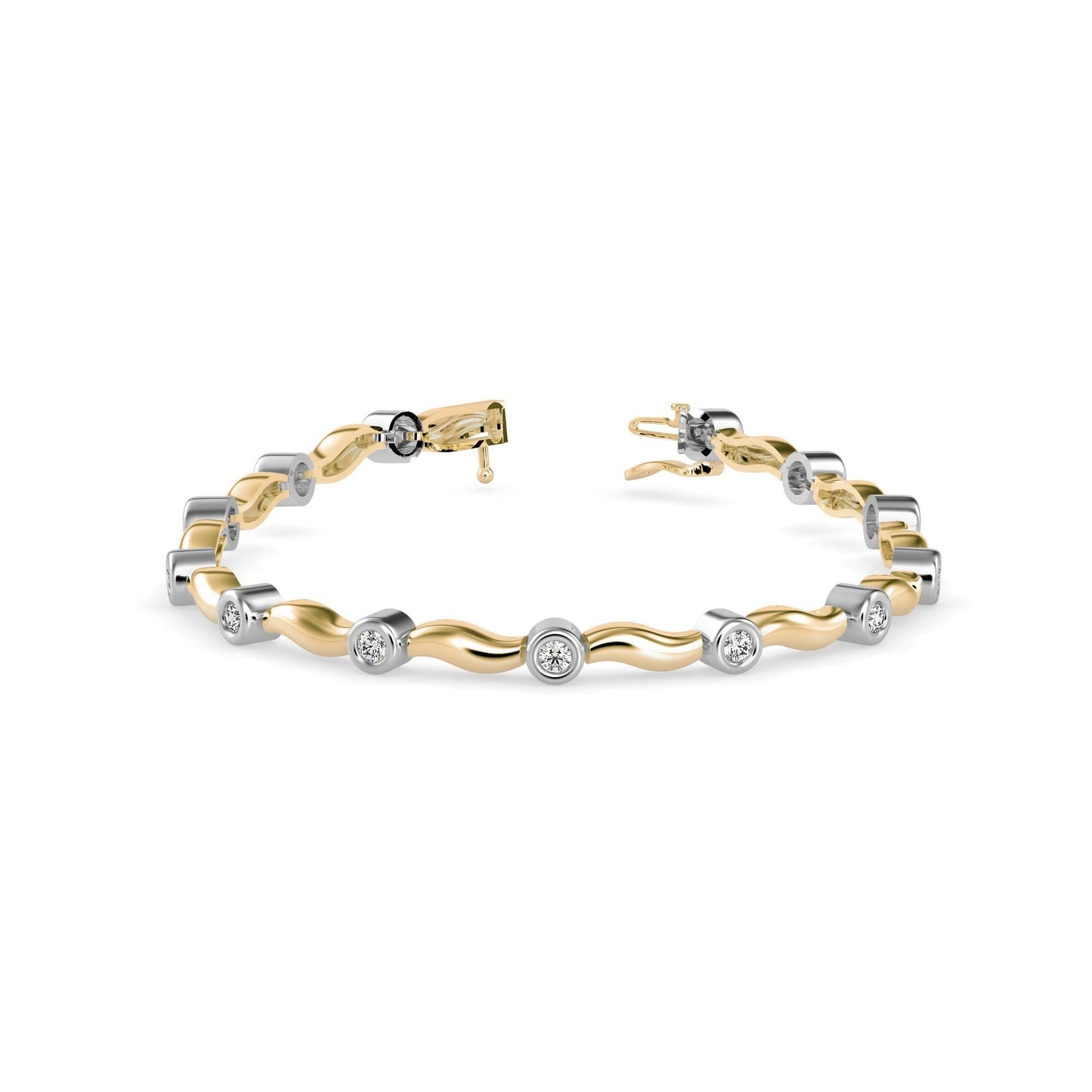 Wave Bezel Diamond Bracelet