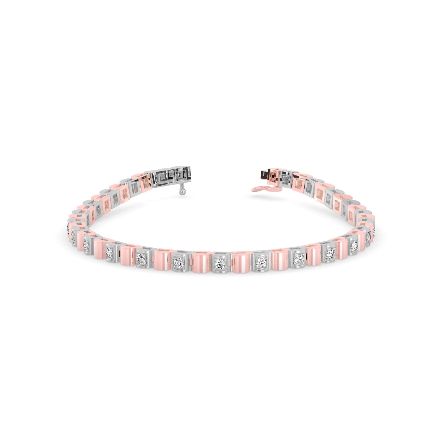 Classic Square Link Diamond Tennis Bracelet
