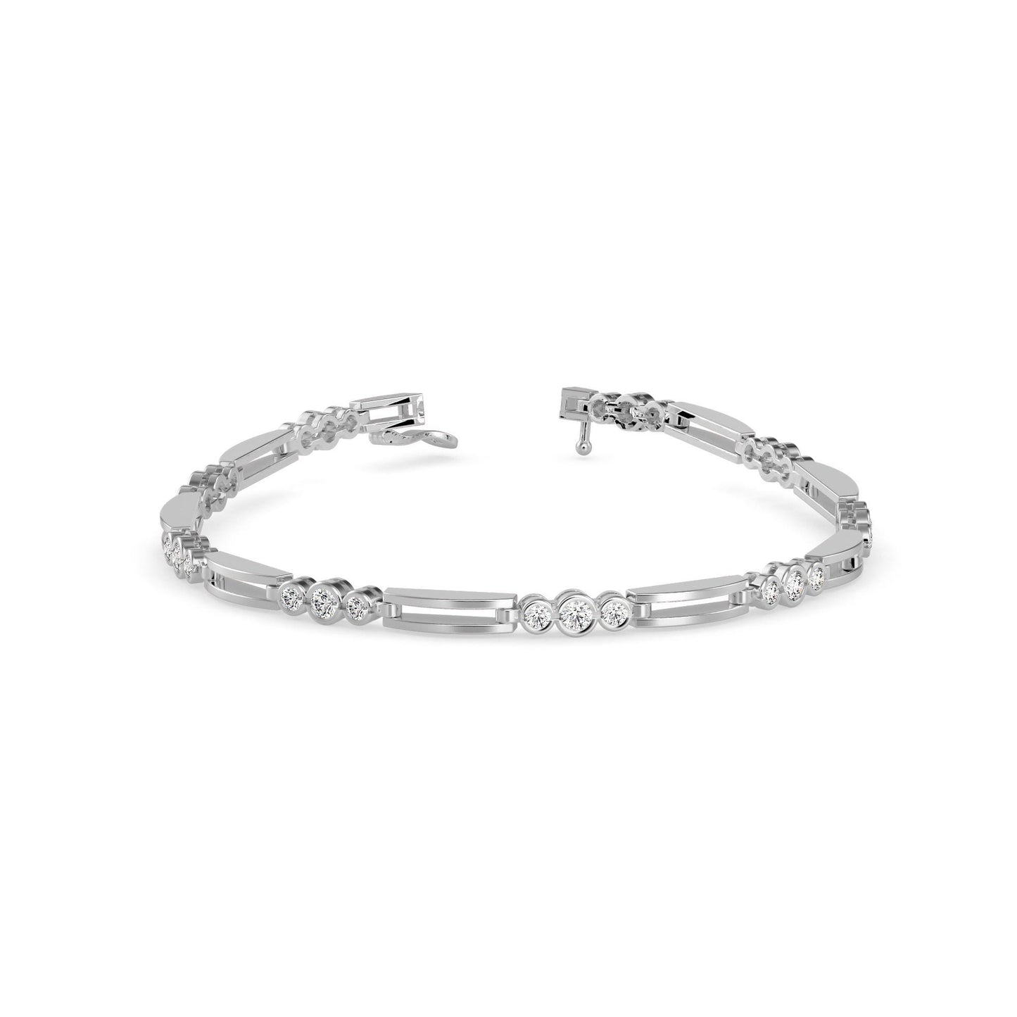 Modern Dual Bar Diamond Tennis Bracelet