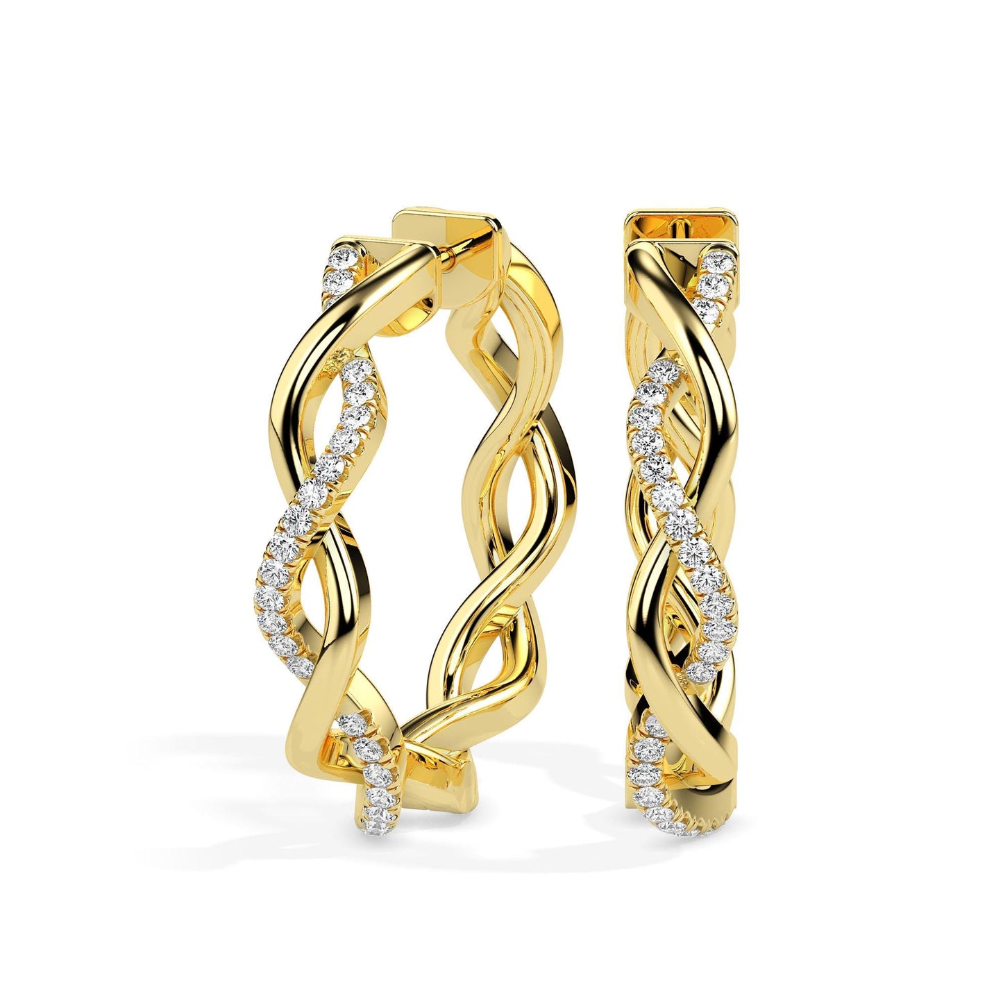 Braided Diamond Hoop Earrings