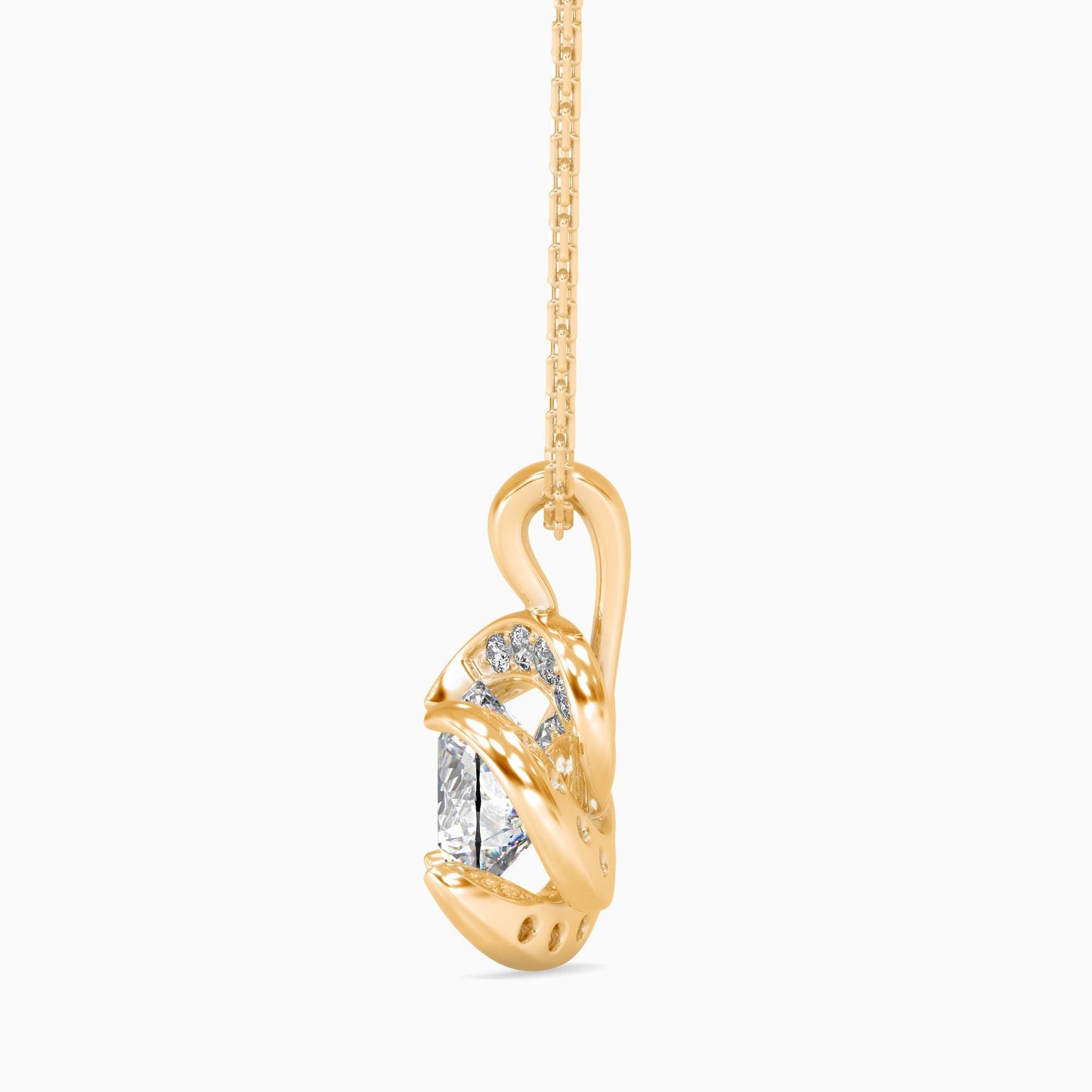 Diamond Flower Halo Pendant Necklace