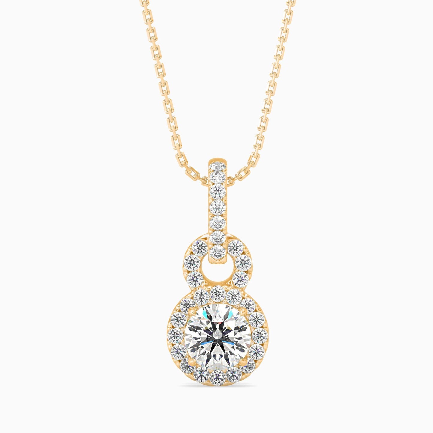 Double Halo Circle Pendant Necklace
