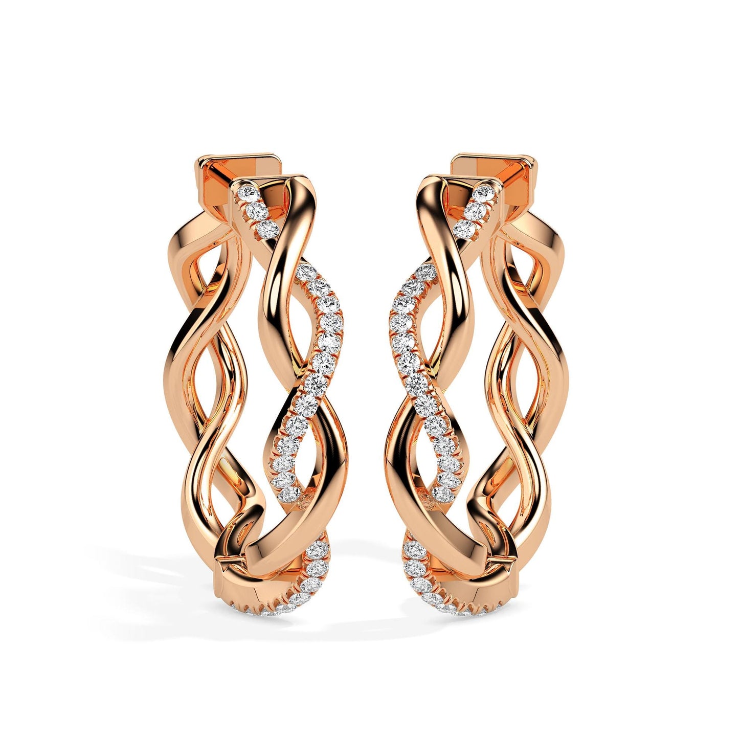 Braided Diamond Hoop Earrings