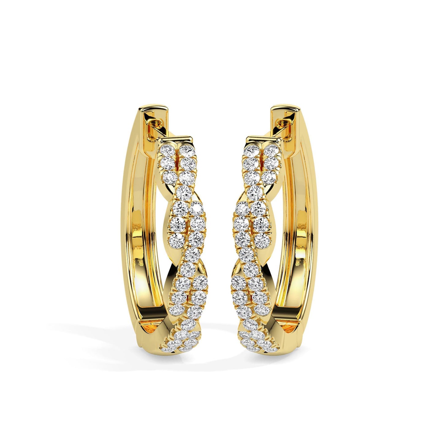 Twisted Diamond Hoop Earrings