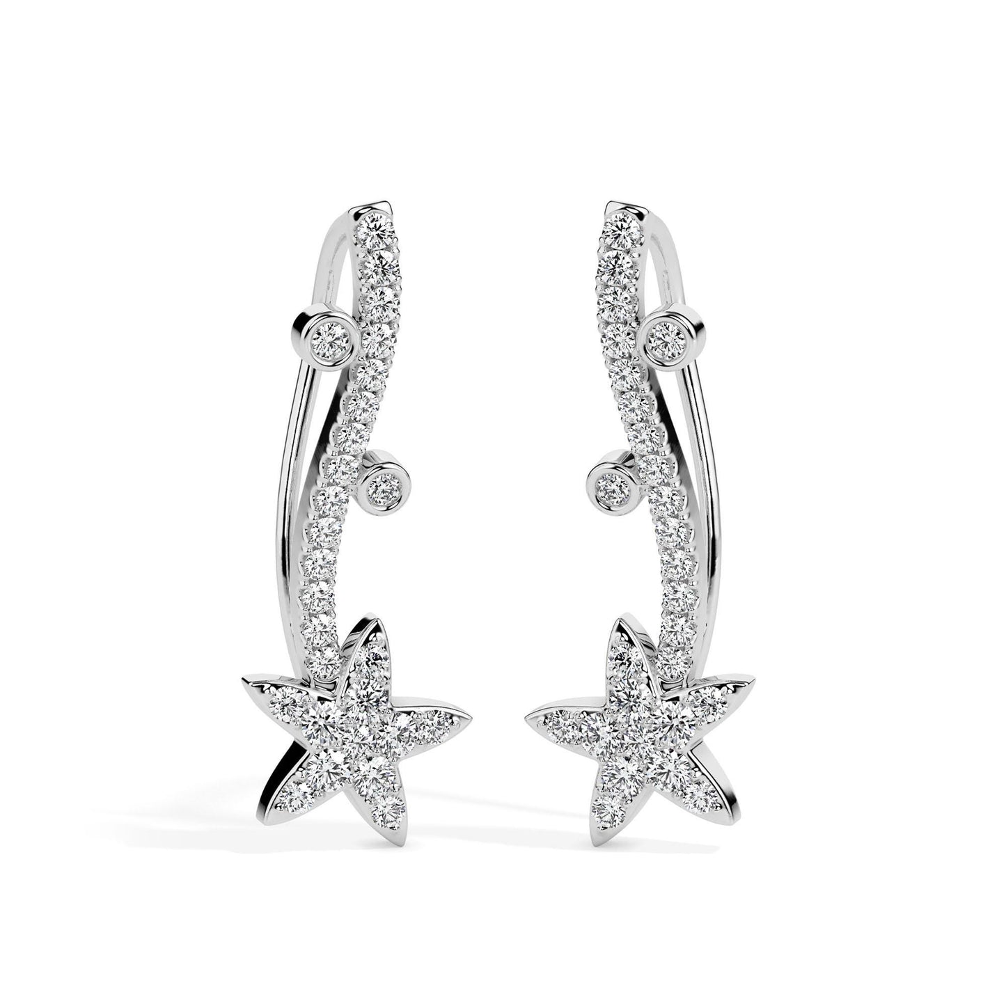 Shooting Star Diamond Climber Earrings
