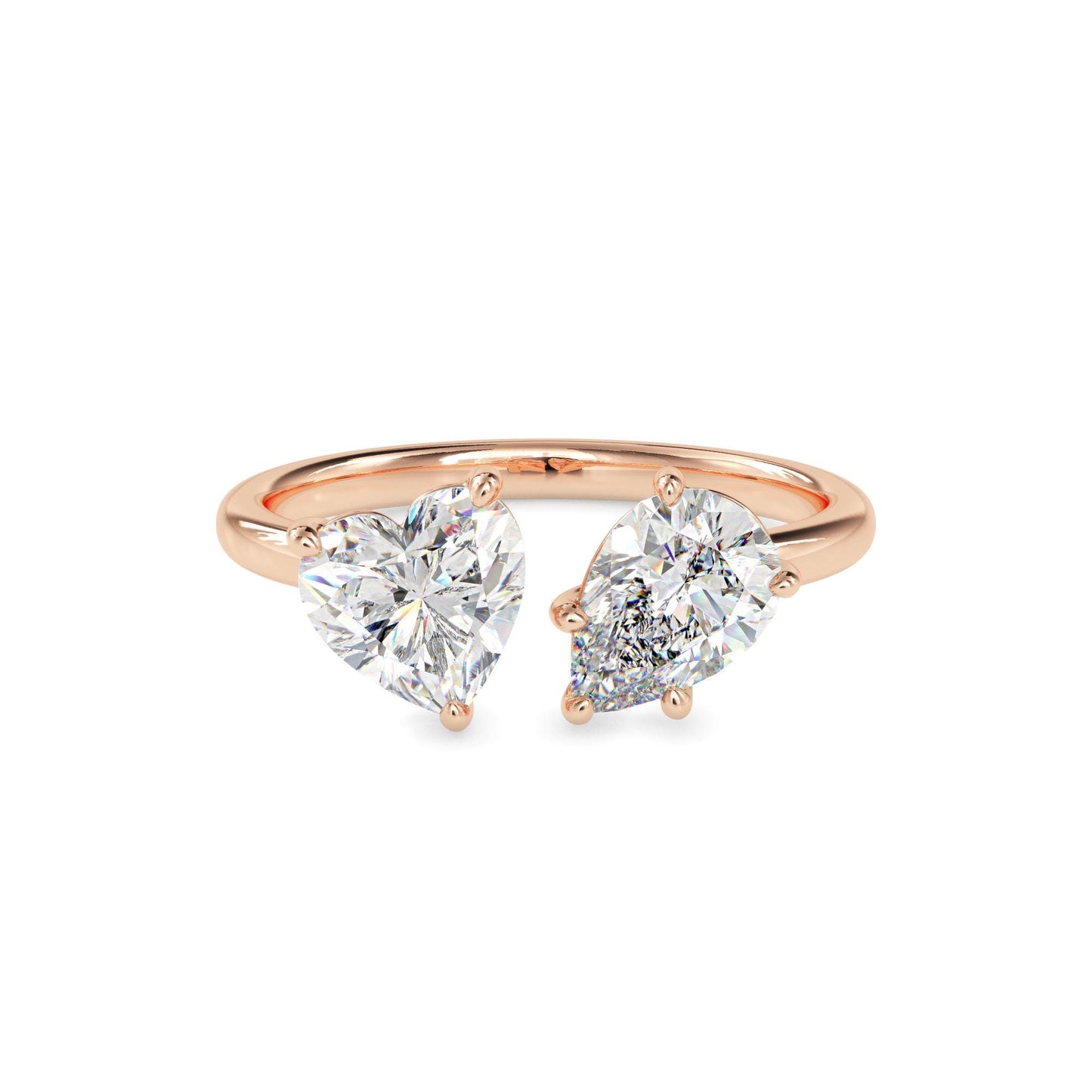 Heart and Pear Cut Toi et Moi Ring