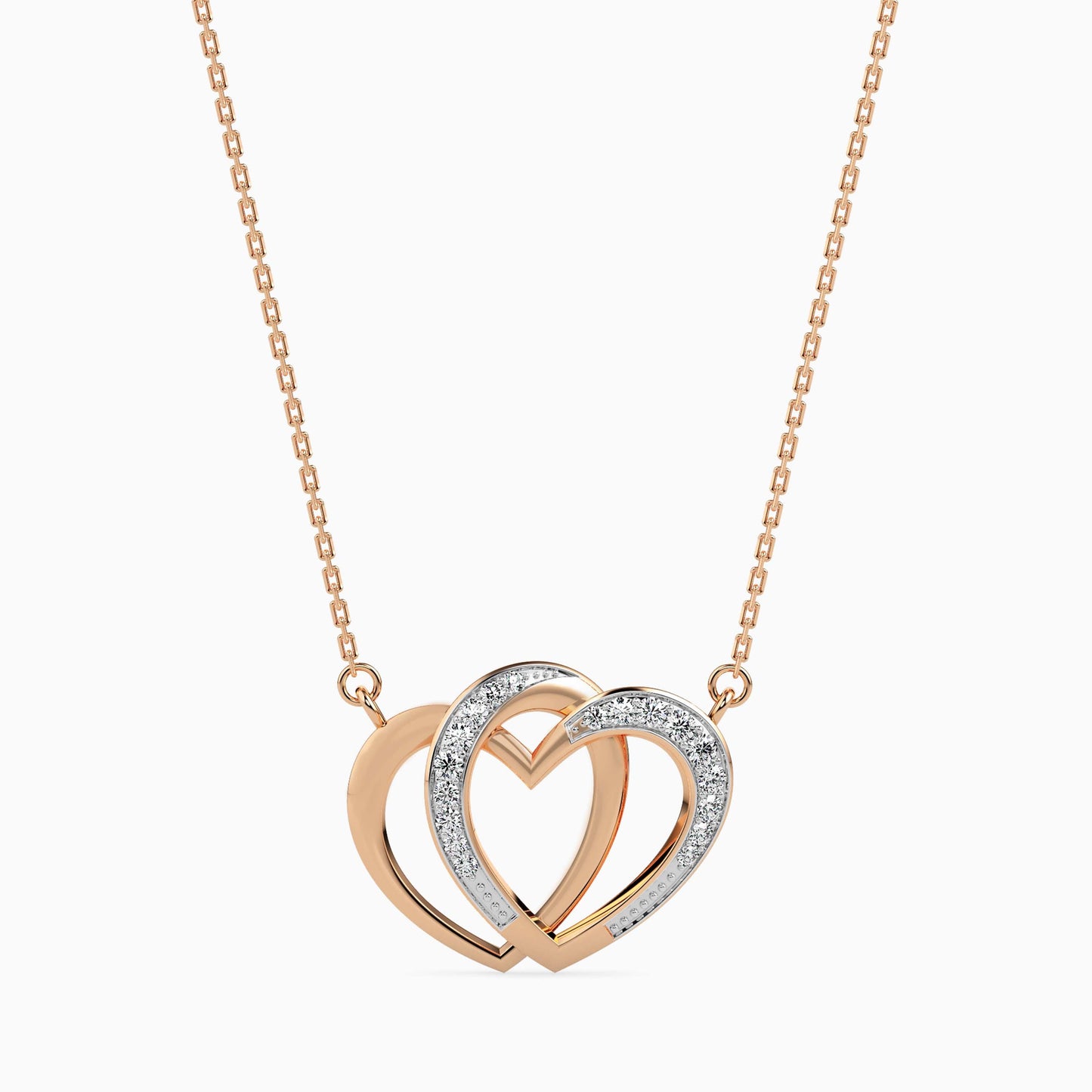 Interlocking Hearts Diamond Pendant Necklace