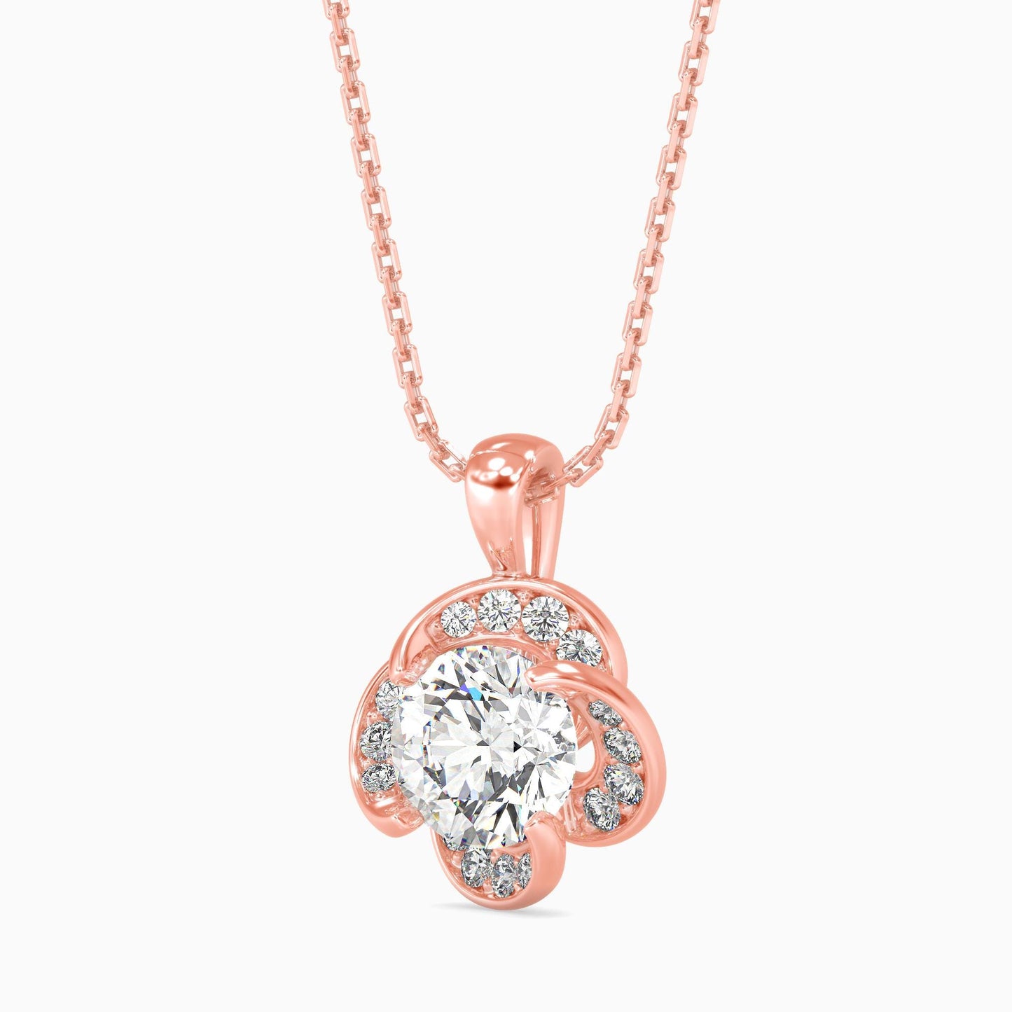 Diamond Flower Halo Pendant Necklace