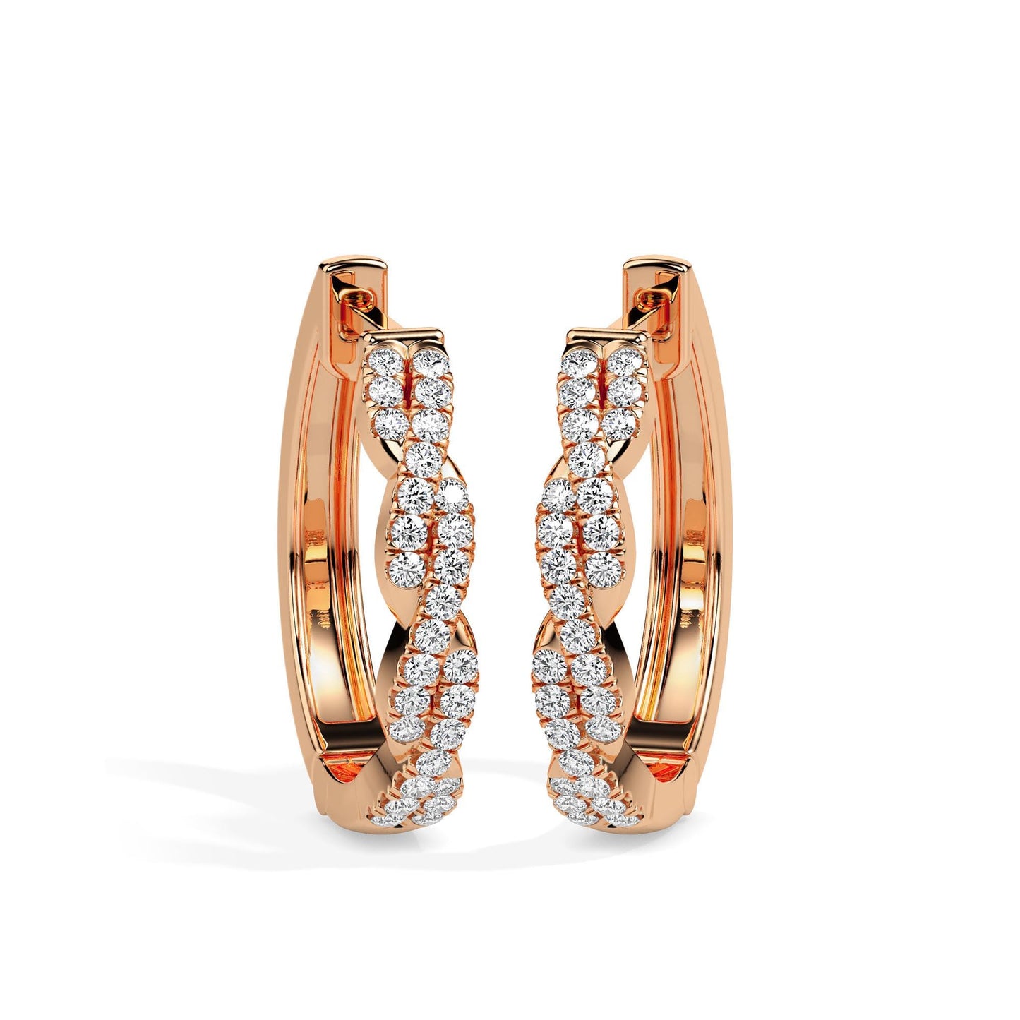 Twisted Diamond Hoop Earrings