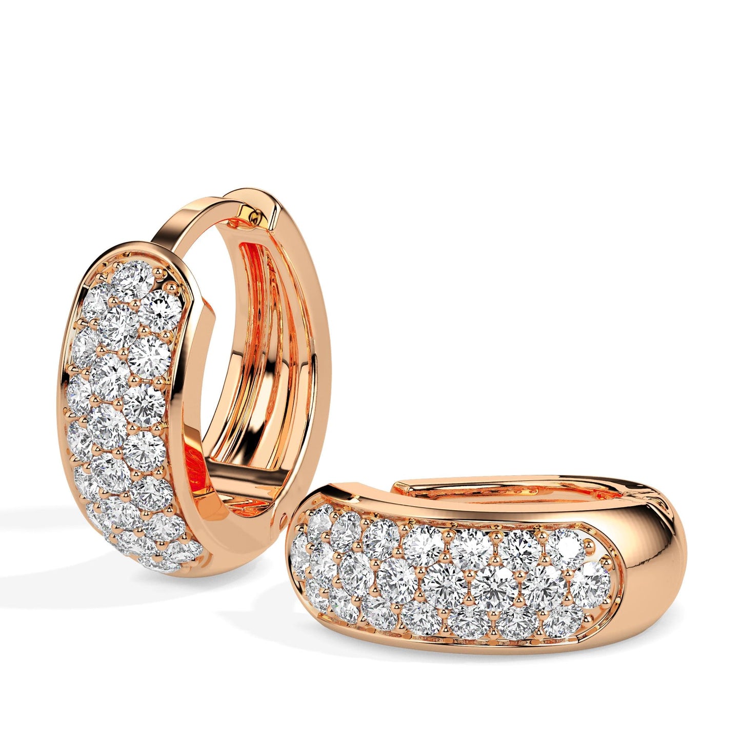 Pave Diamond Huggie Hoop Earrings