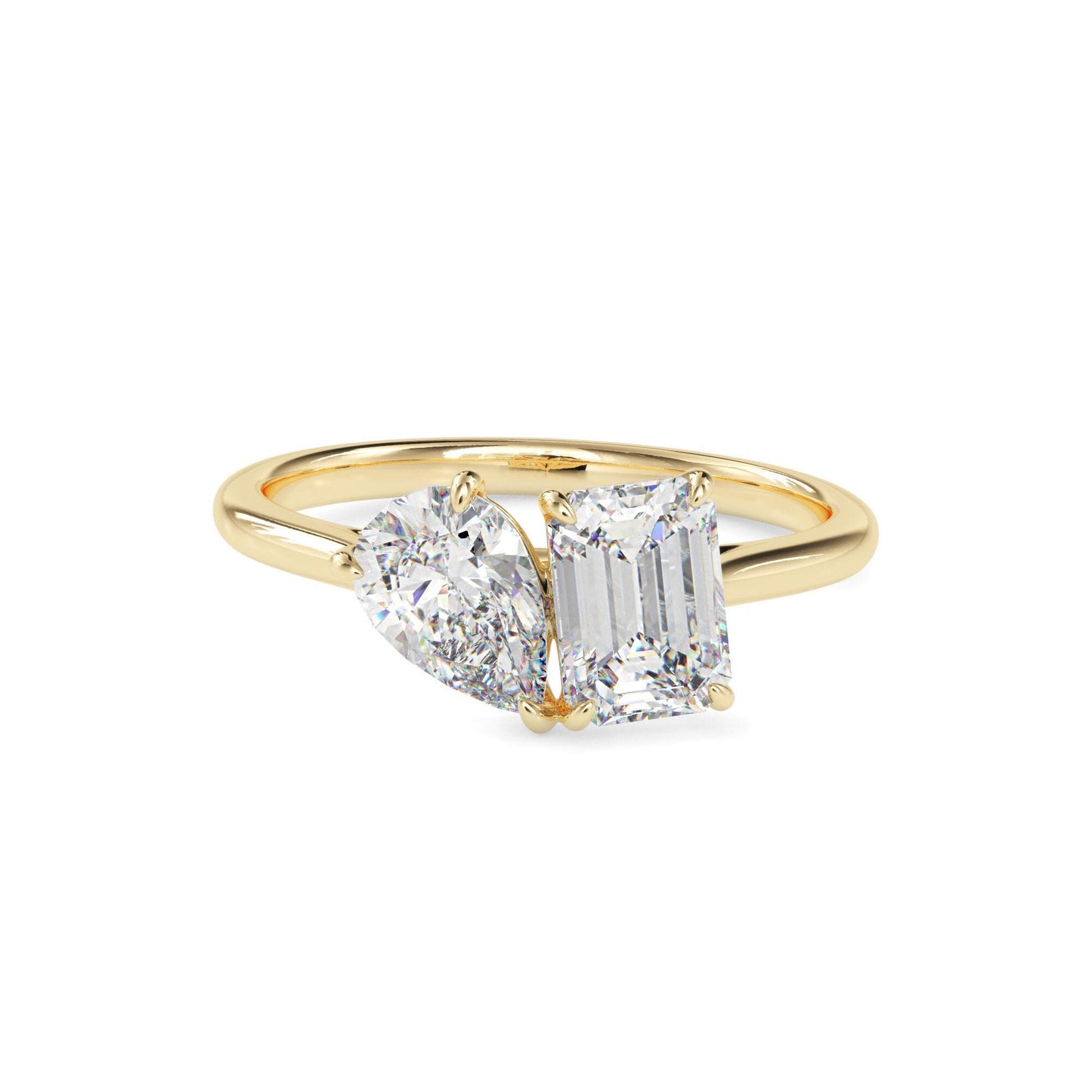 Emerald & Pear Cut Toi et Moi Ring