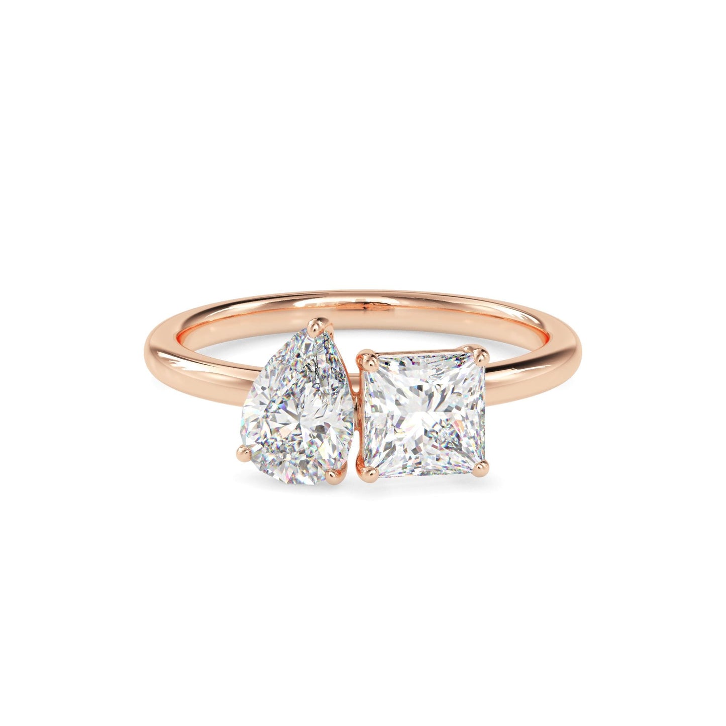 Pear and Princess Cut Toi et Moi Ring