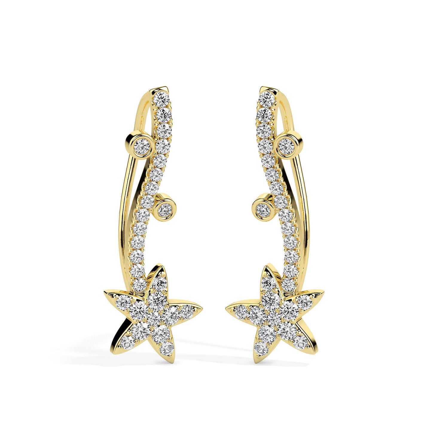 Shooting Star Diamond Climber Earrings