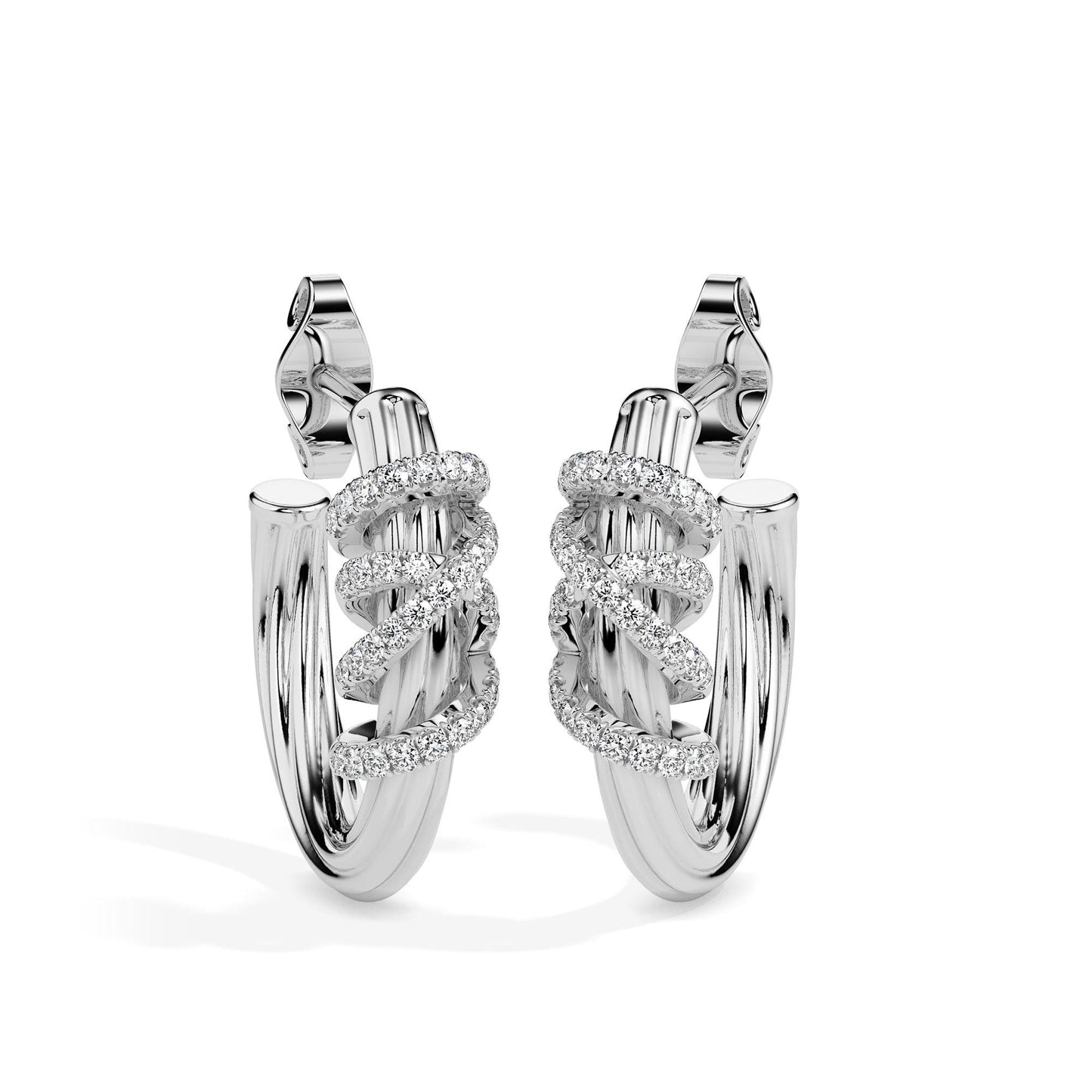 Twist Embrace Diamond Hoop Earrings
