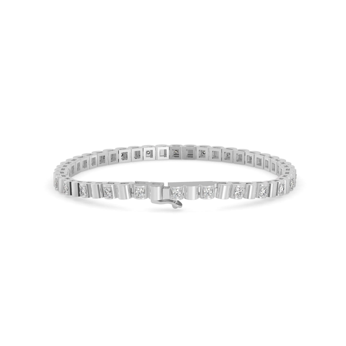 Classic Square Link Diamond Tennis Bracelet