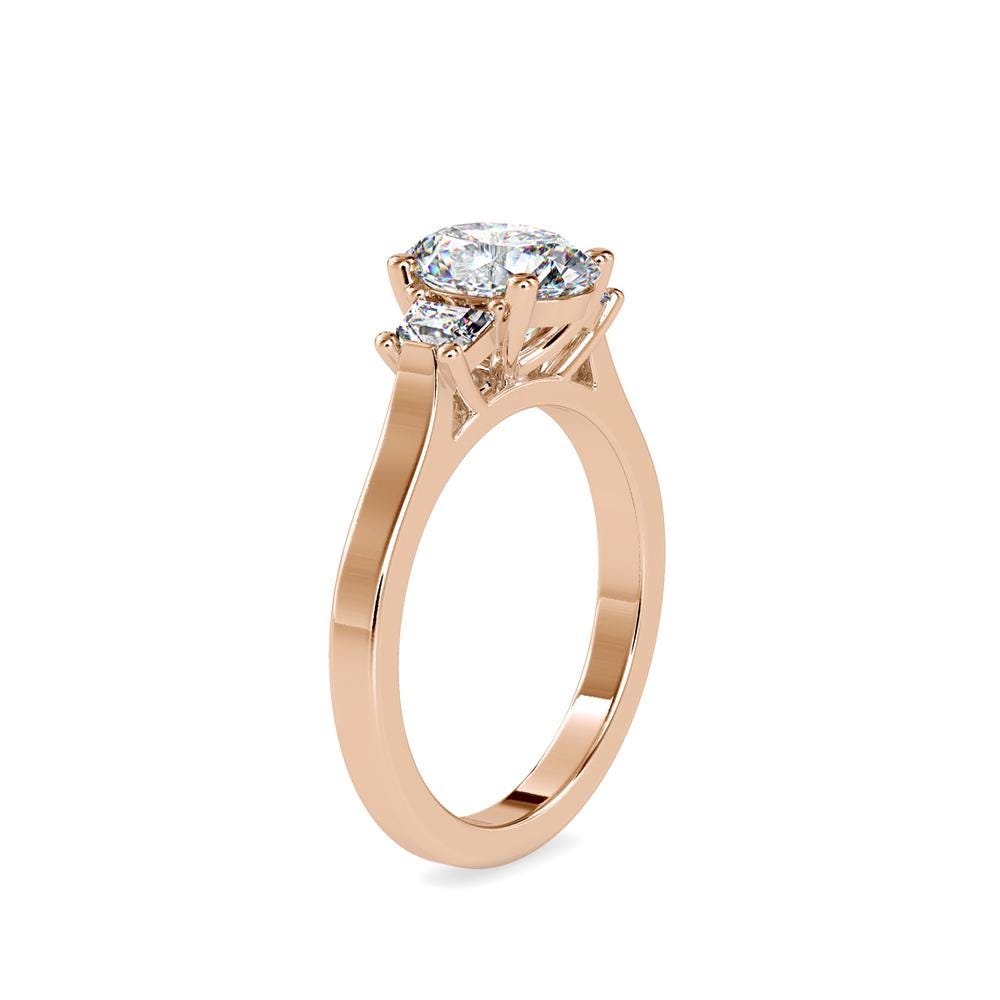 Oval Lab Grown Diamond Engagement Ring with Princess Side Stones