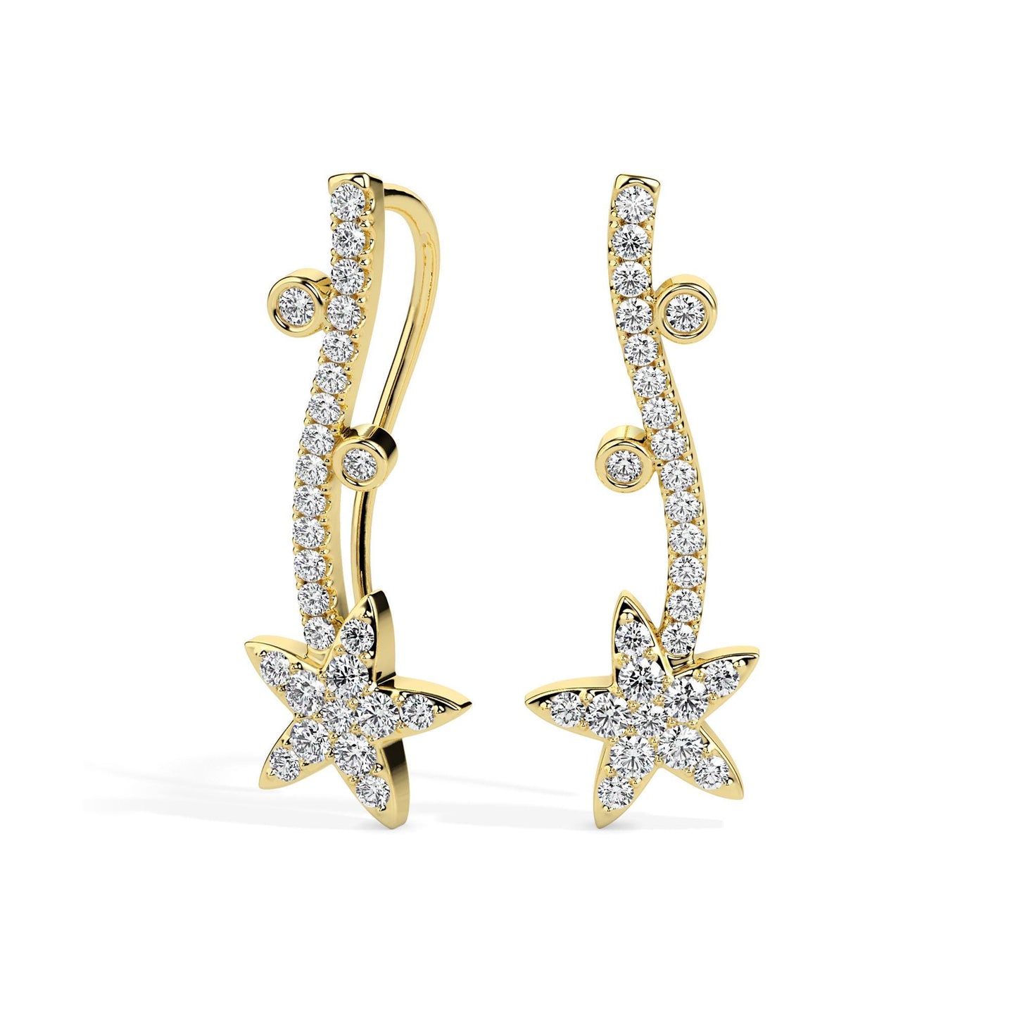 Shooting Star Diamond Climber Earrings